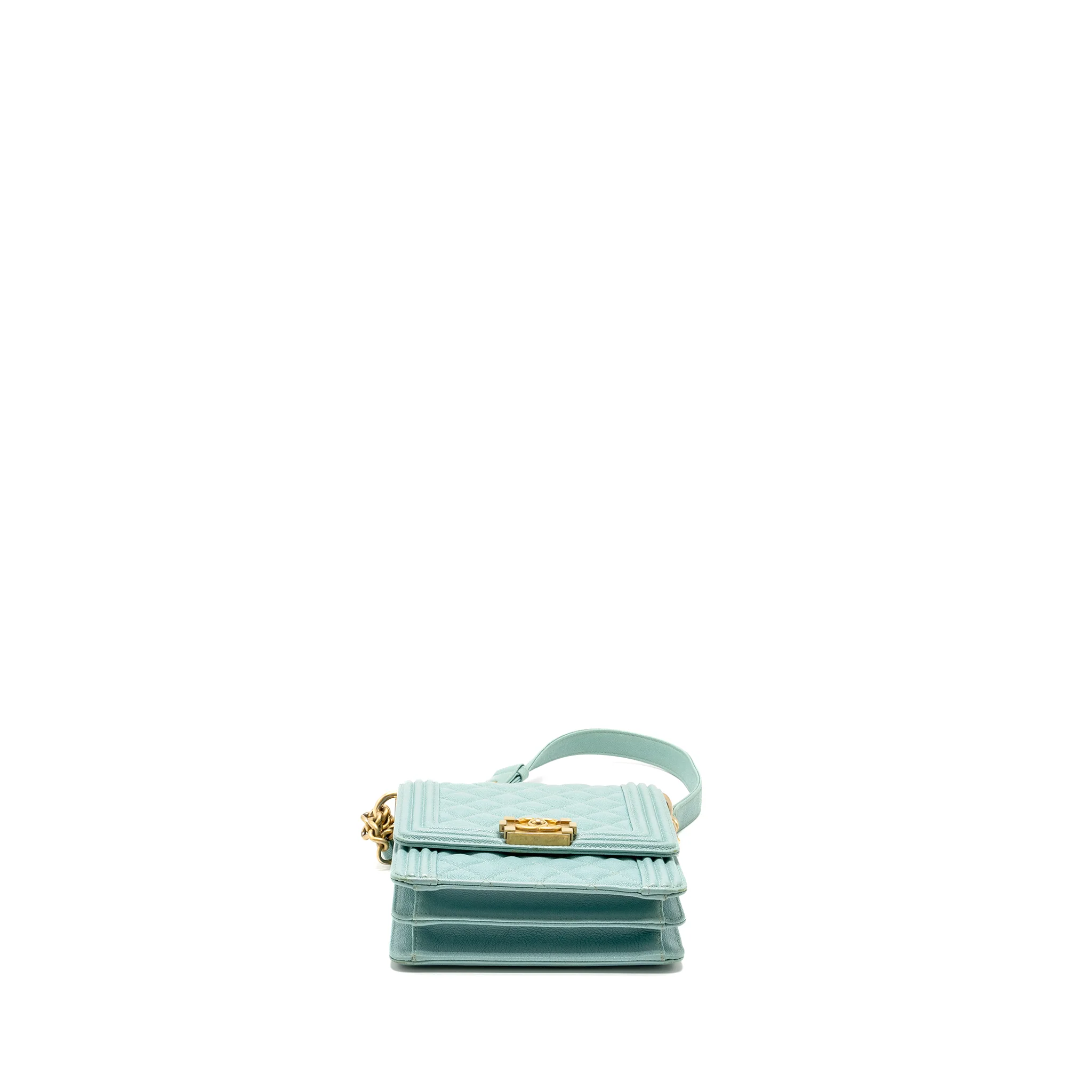 Chanel North South Boy Bag Caviar Light Blue GHW - Image 5