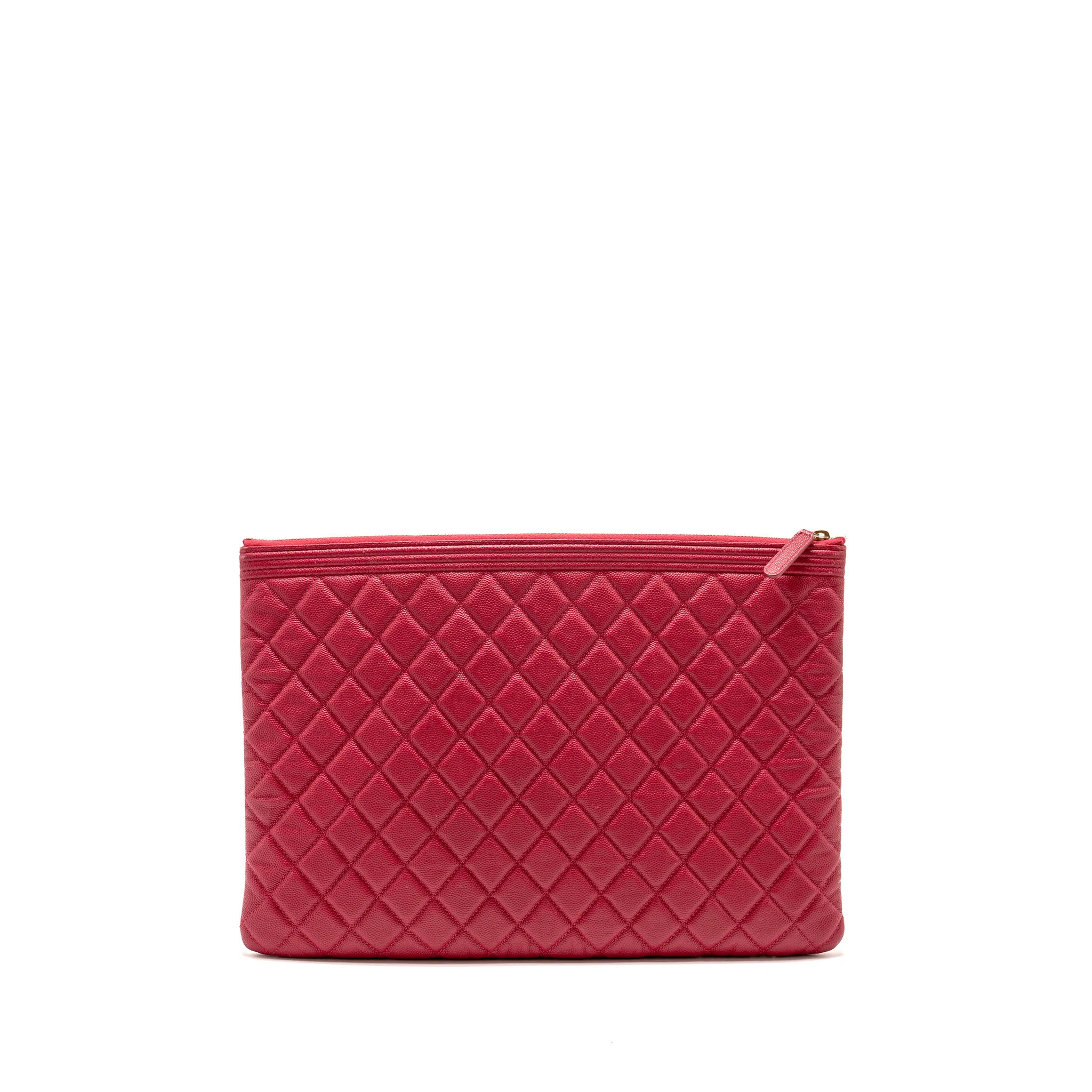 Chanel Large Boy O Case Zip Pouch Caviar Pink LGHW - Image 2