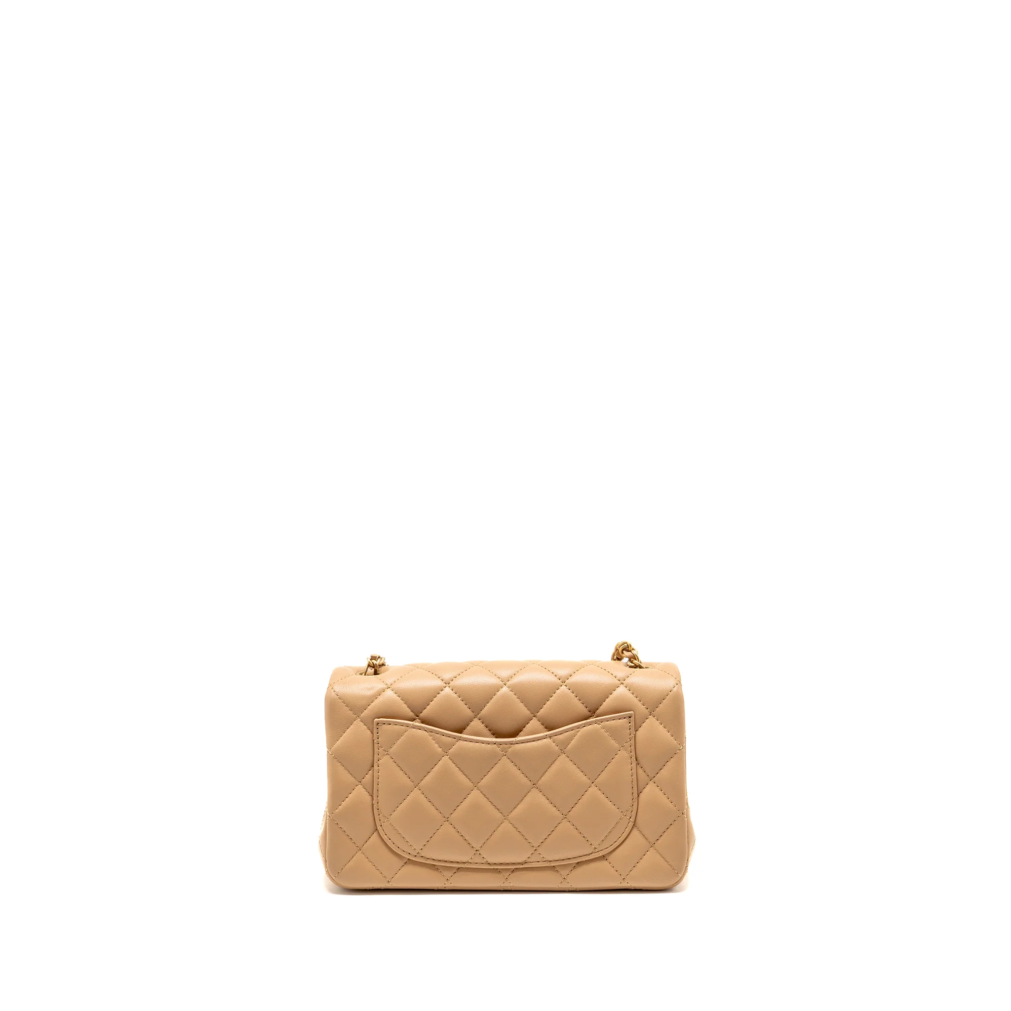 Chanel Pearl Crush Mini Rectangular Flap Bag Lambskin Beige GHW (Microchip) - Image 2