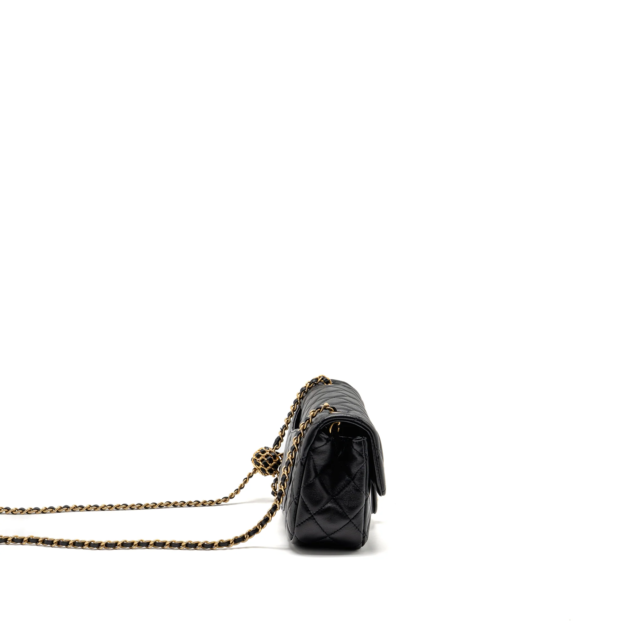 Chanel Pearl Crush Mini Rectangular Flap Bag Lambskin BLACK GHW (Microchip) - Image 3