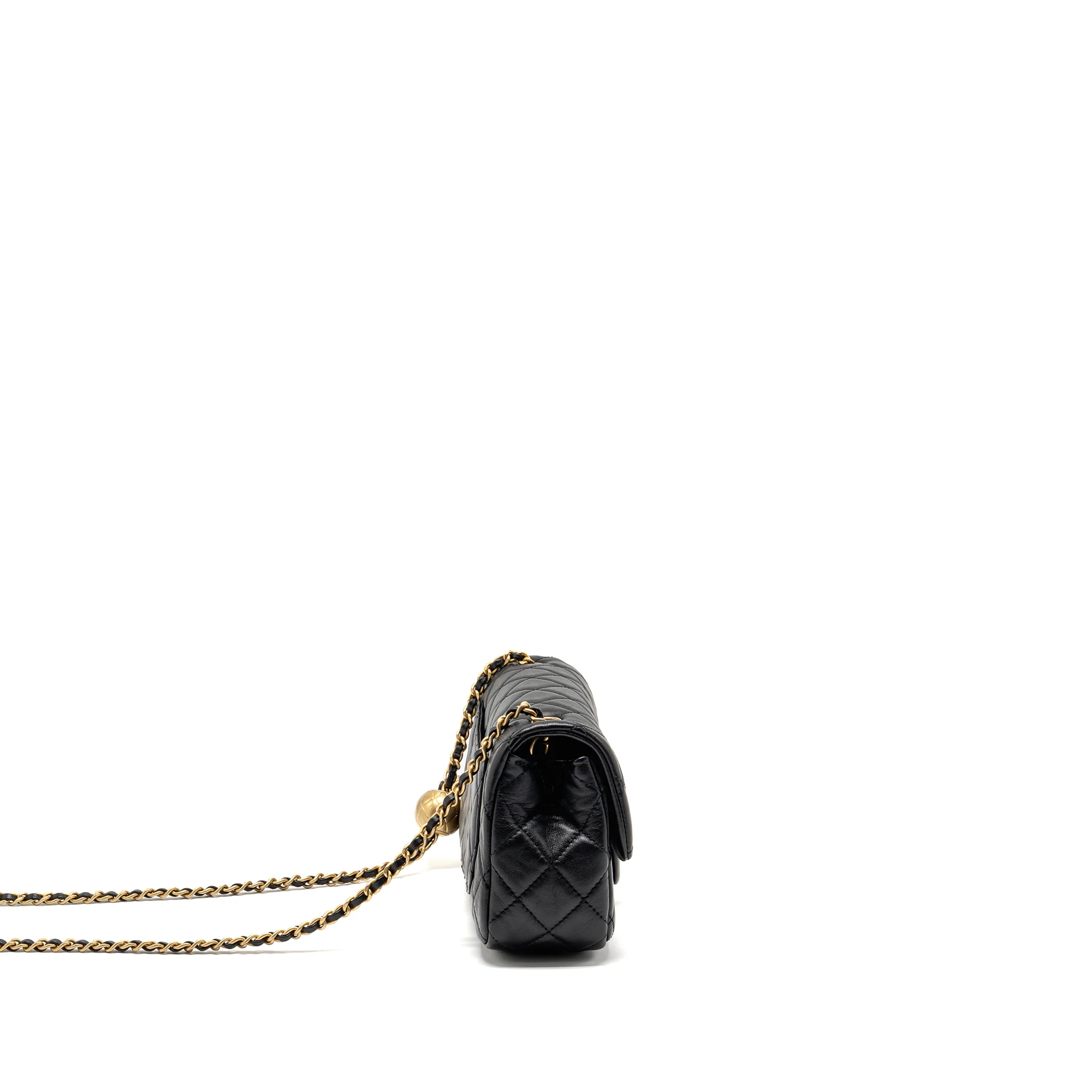 Chanel Pearl Crush Mini Rectangular Flap Bag Lambskin Black GHW (microchip) - Image 3