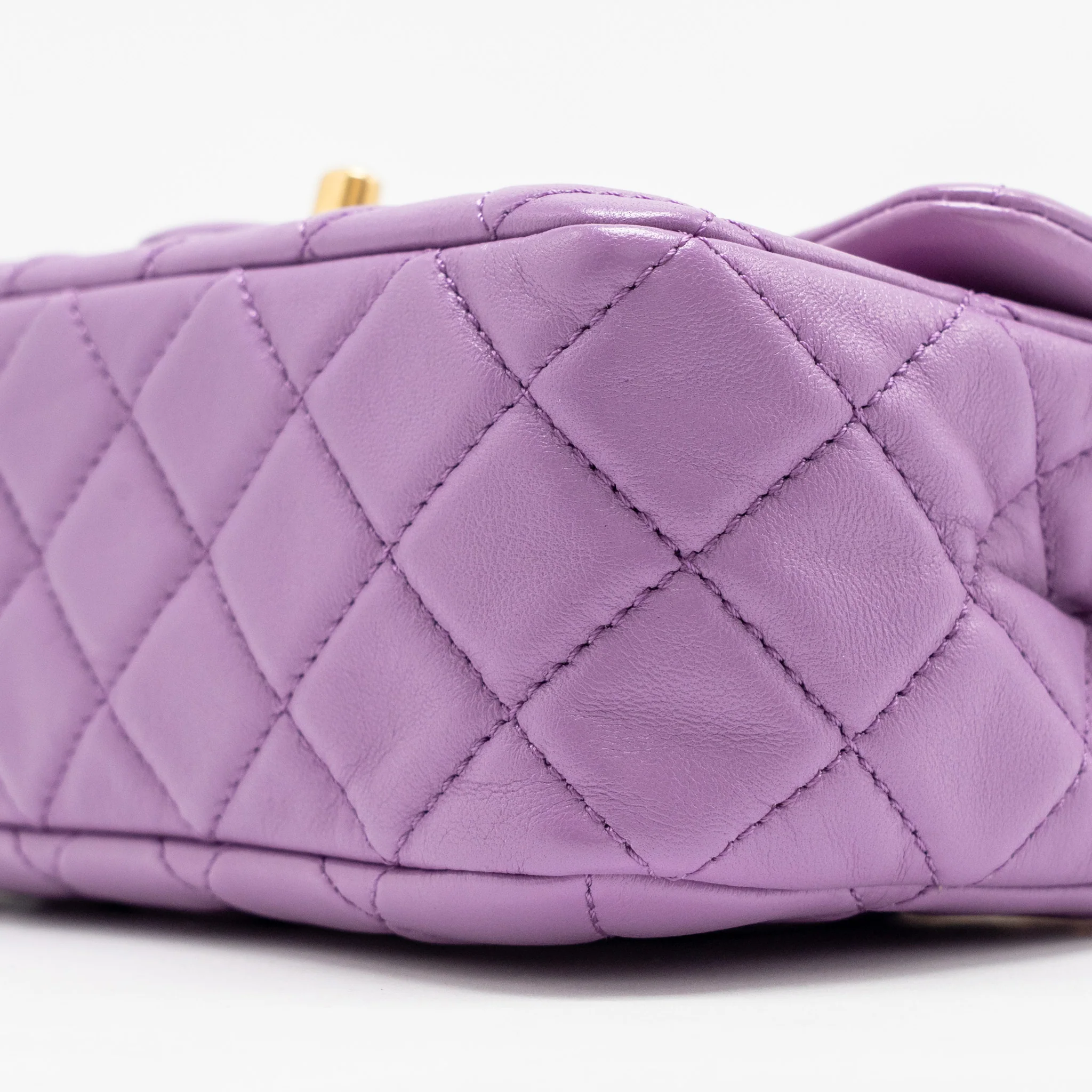 Chanel pearl crush mini rectangular flap bag lambskin purple GHW (Microchip) - Image 7