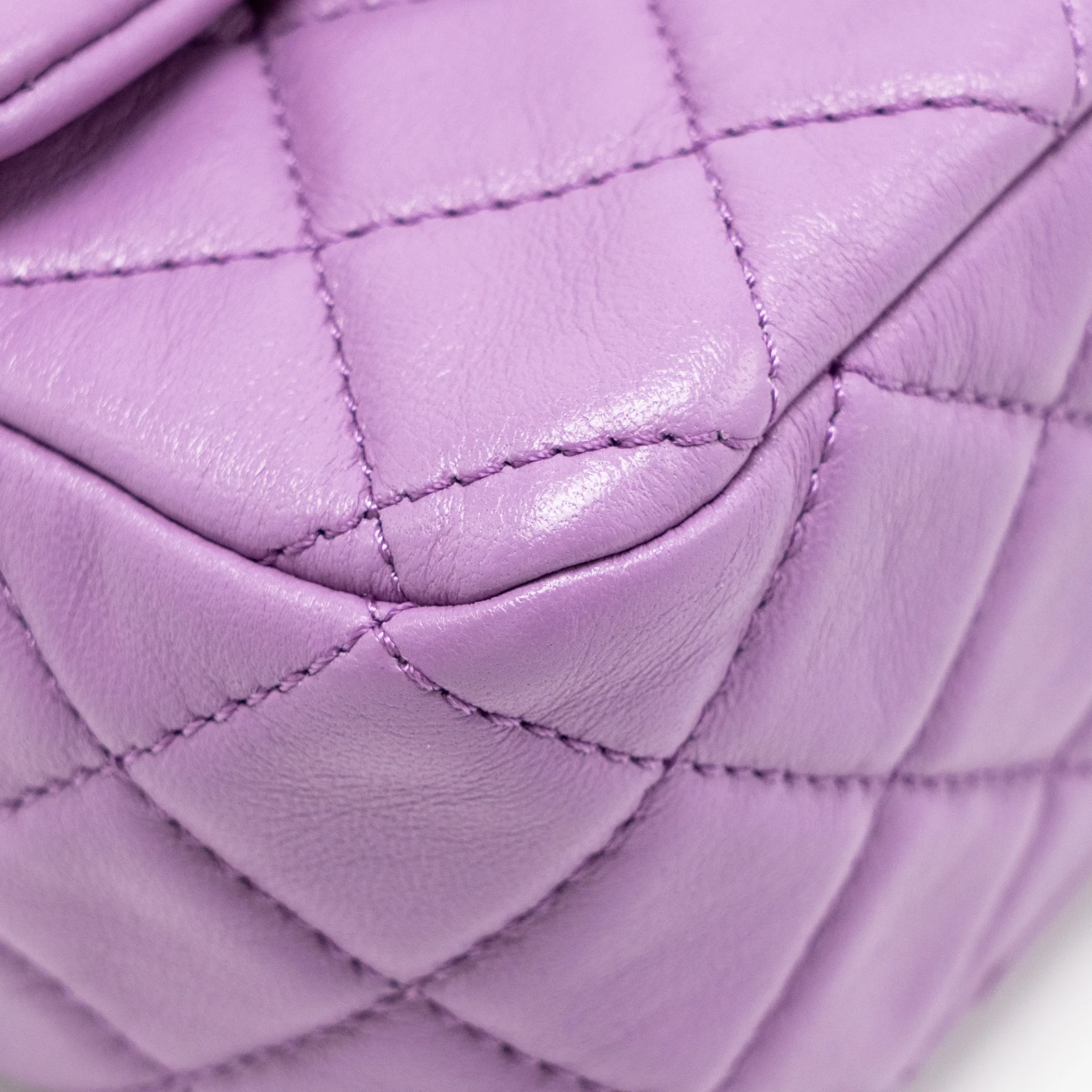 Chanel pearl crush mini rectangular flap bag lambskin purple GHW (Microchip) - Image 9