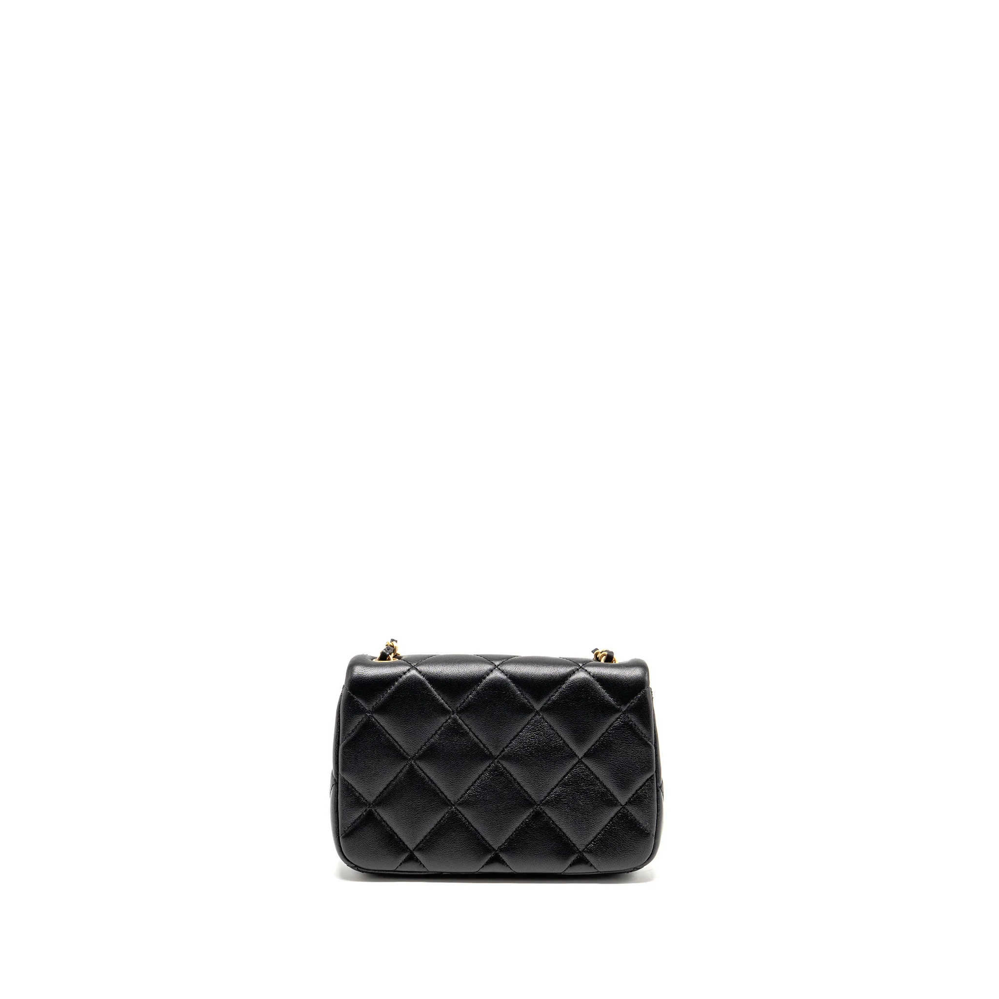 Chanel Pearl Crush Mini square flap bag lambskin Black GHW (Microchip) - Image 2