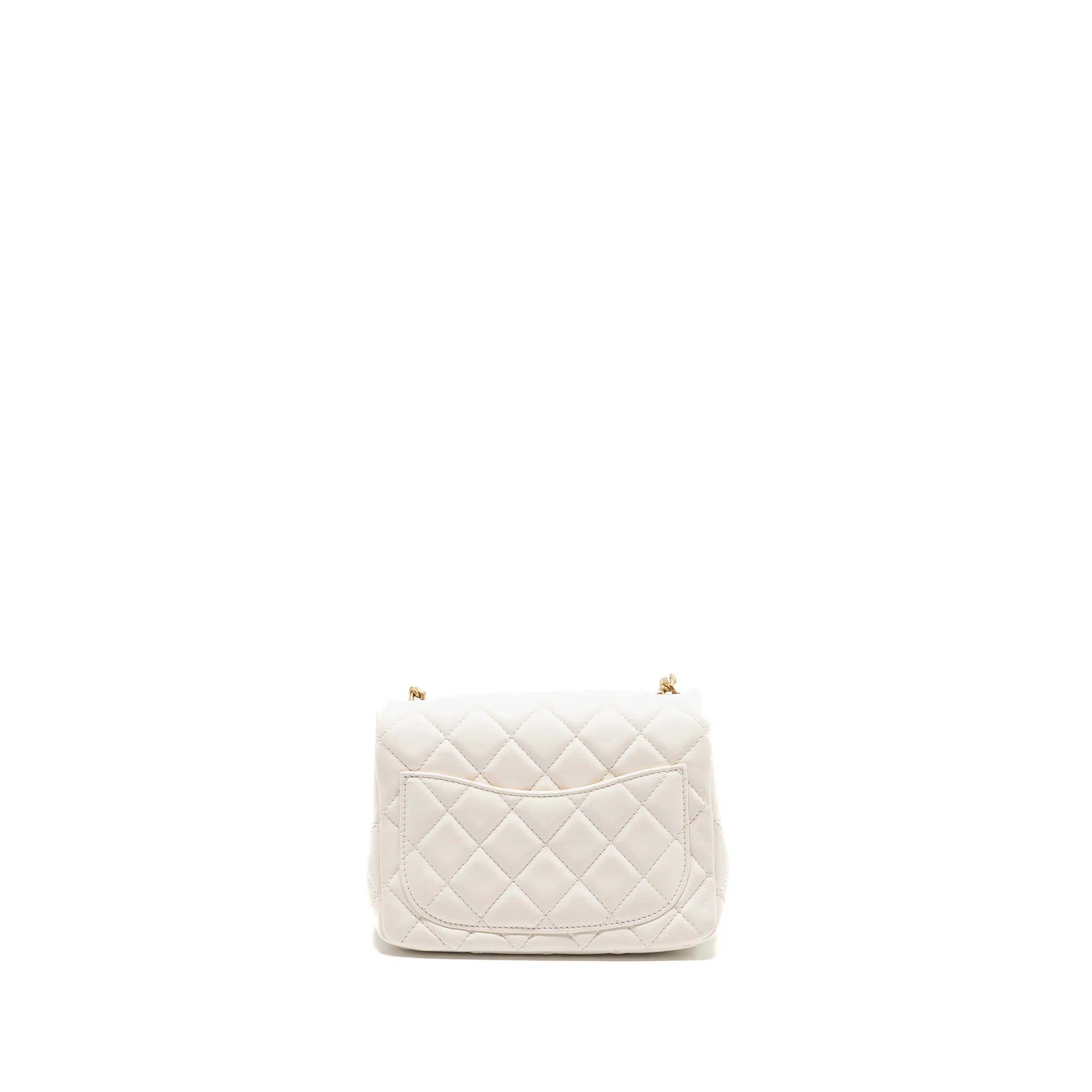 Chanel Pearl Crush Mini Square Lambskin White Brushed GHW (Microchip) - Image 2