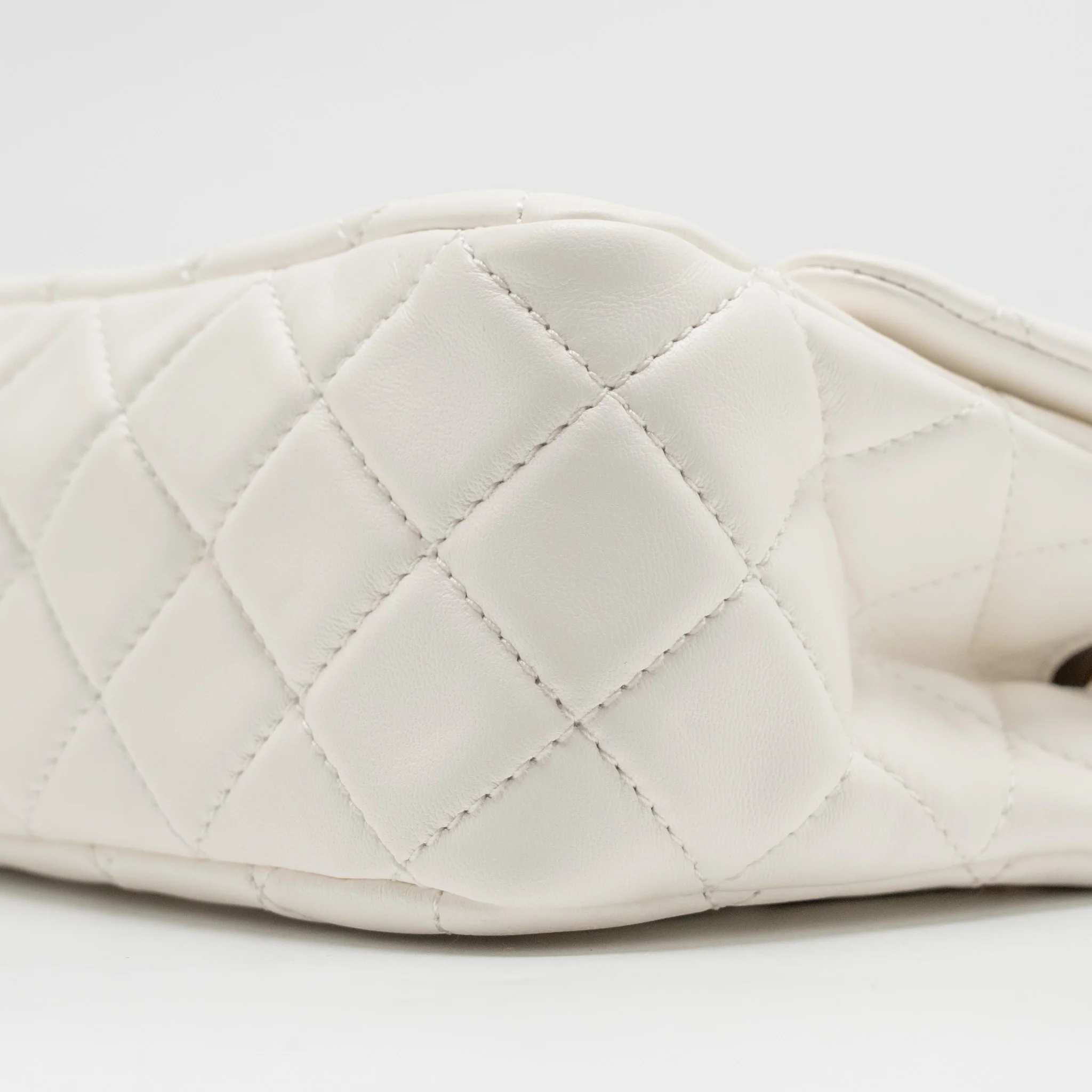 Chanel Pearl Crush Mini Square Lambskin White Brushed GHW (Microchip) - Image 7