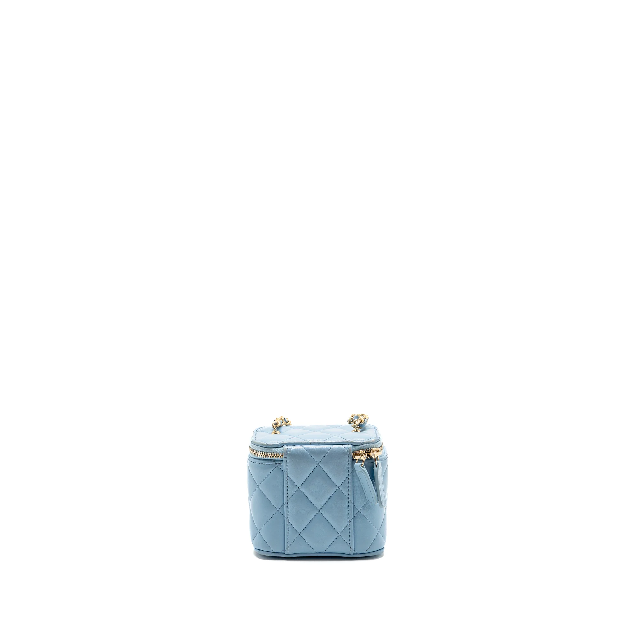 Chanel pearl crush mini vanity case with chain lambskin blue GHW - Image 2