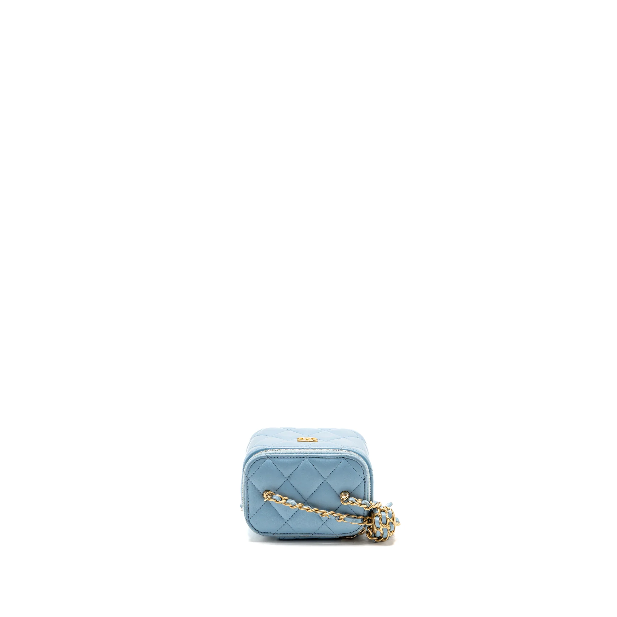 Chanel pearl crush mini vanity case with chain lambskin blue GHW - Image 5