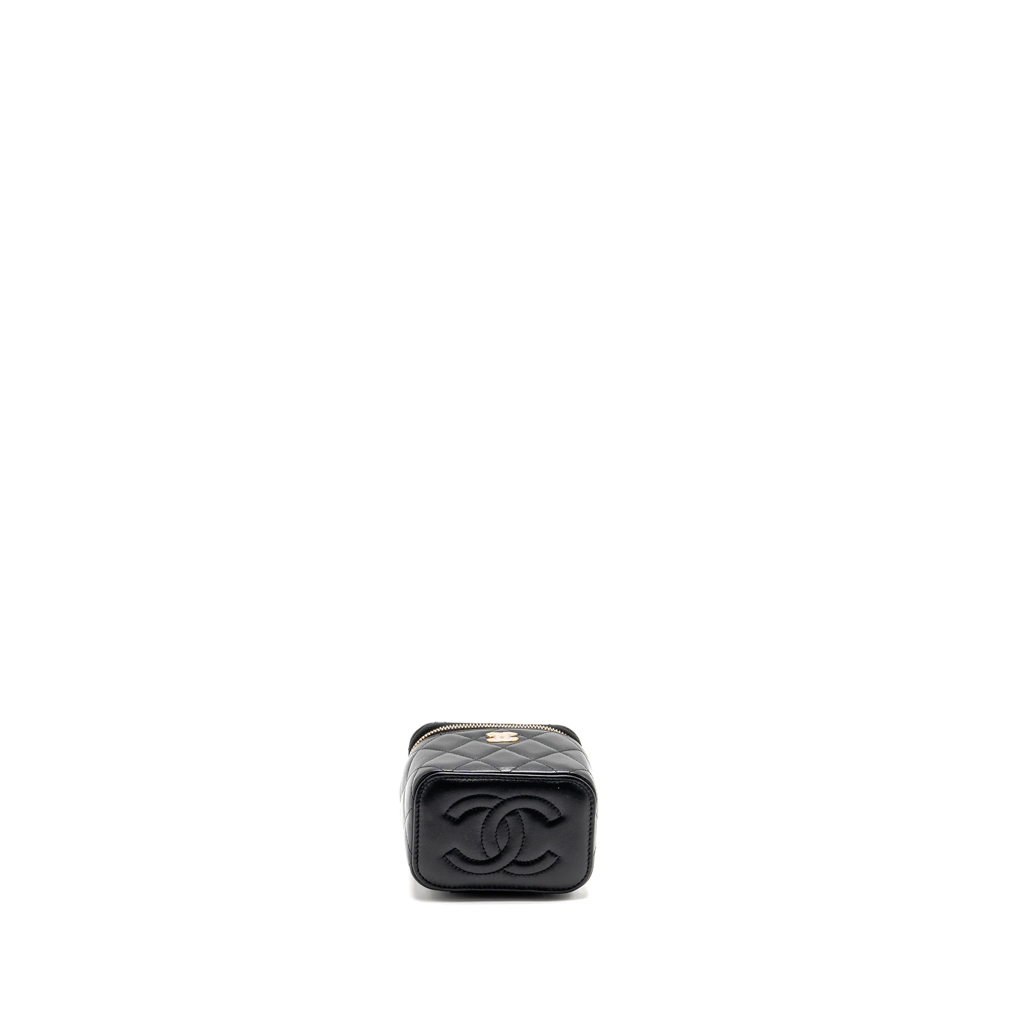 Chanel Pearl Crush Mini Vanity with Chain Lambskin Black GHW (Microchip) - Image 2