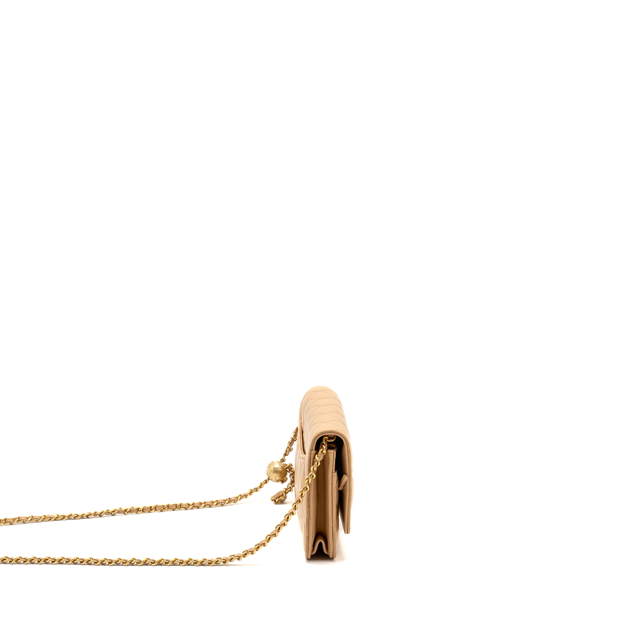 Chanel Pearl Crush Wallet On Chain Lambskin Beige GHW (microchip) - Image 3