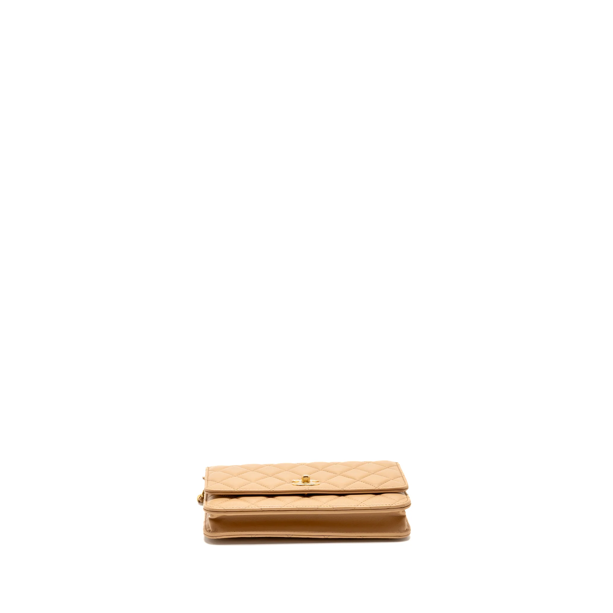 Chanel Pearl Crush Wallet On Chain Lambskin Beige GHW (microchip) - Image 5
