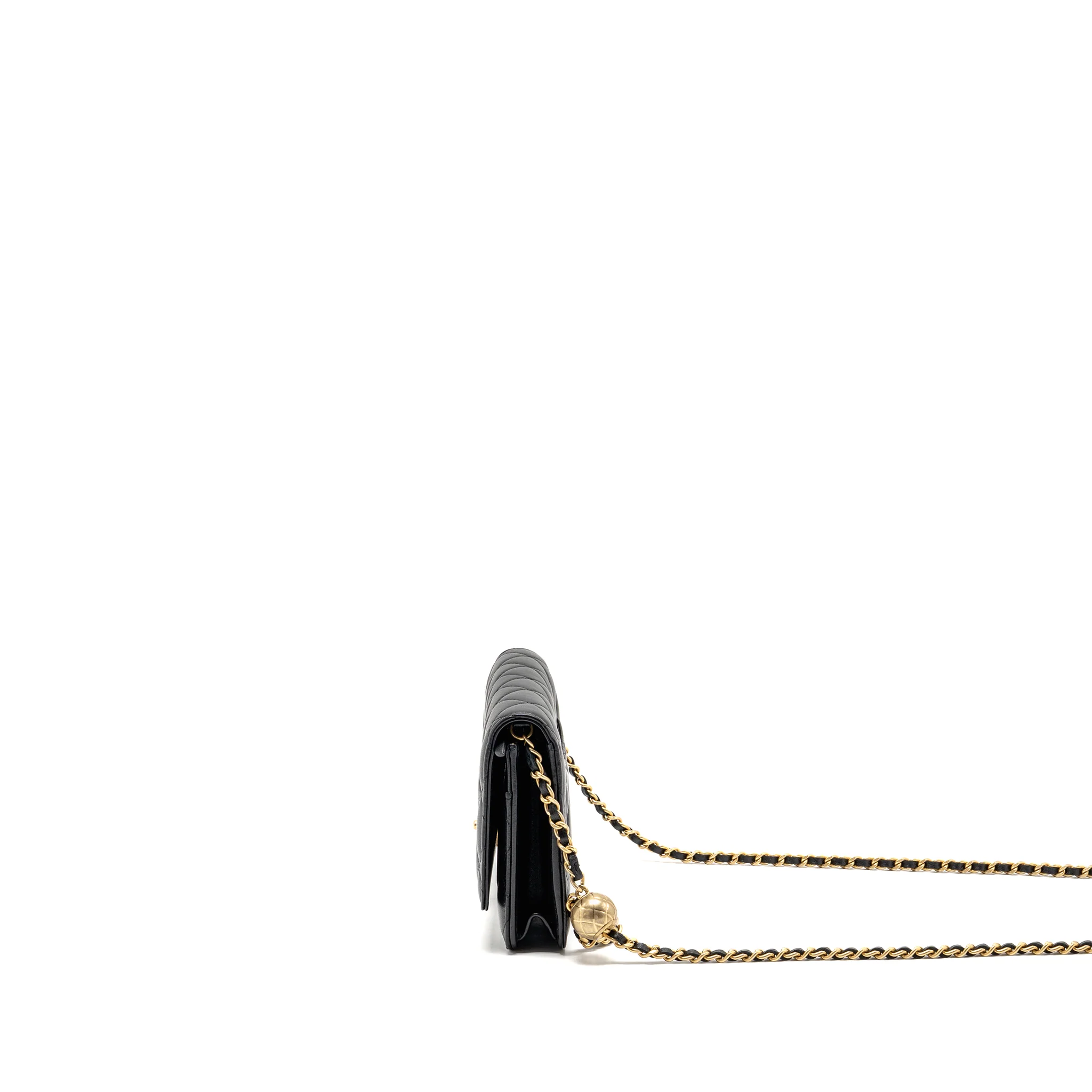 CHANEL Pearl Crush Wallet on Chain Lambskin Black GHW (Microchip) - Image 4