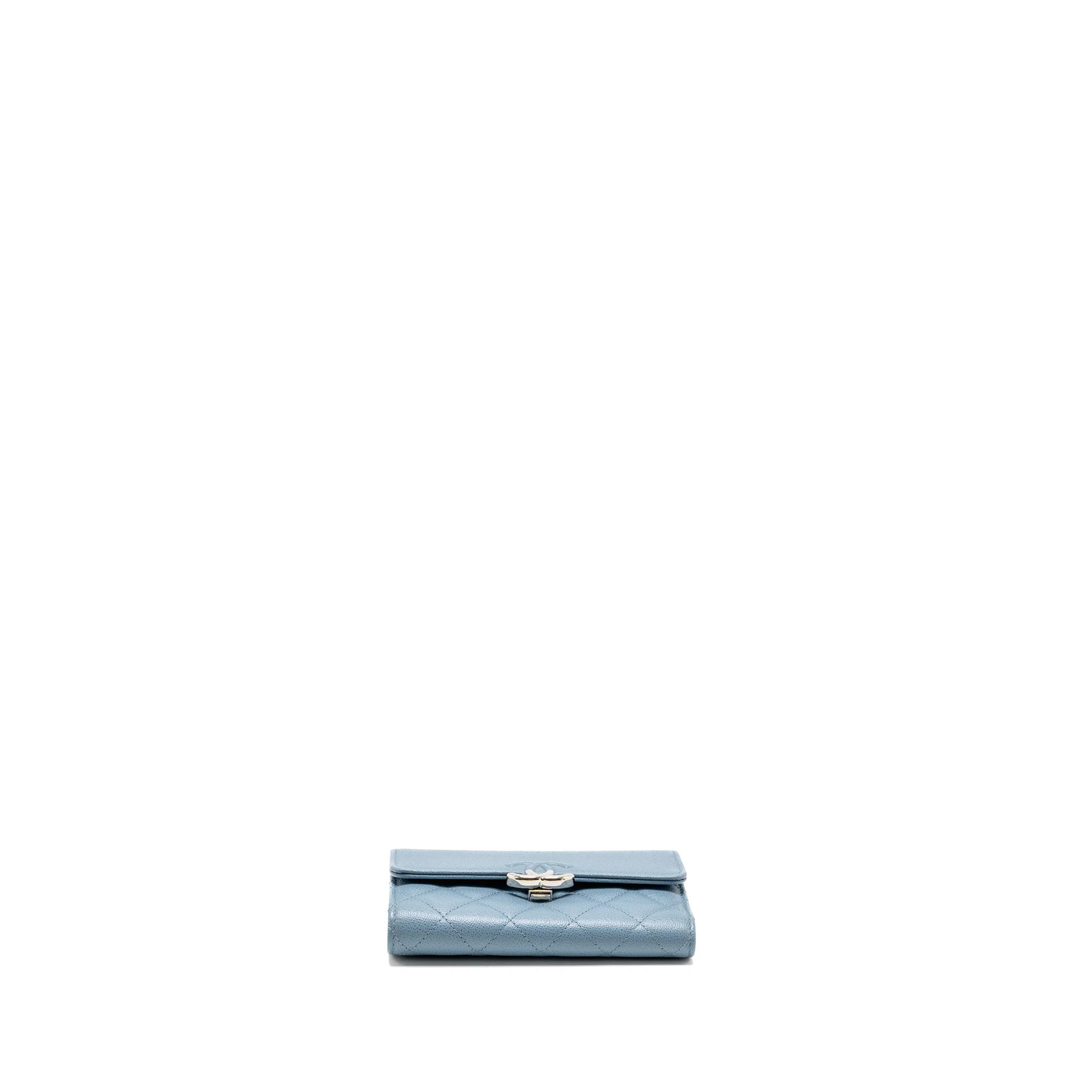 Chanel Quilted CC Logo Flap Wallet Grained Calfskin Blue SHW - Image 5