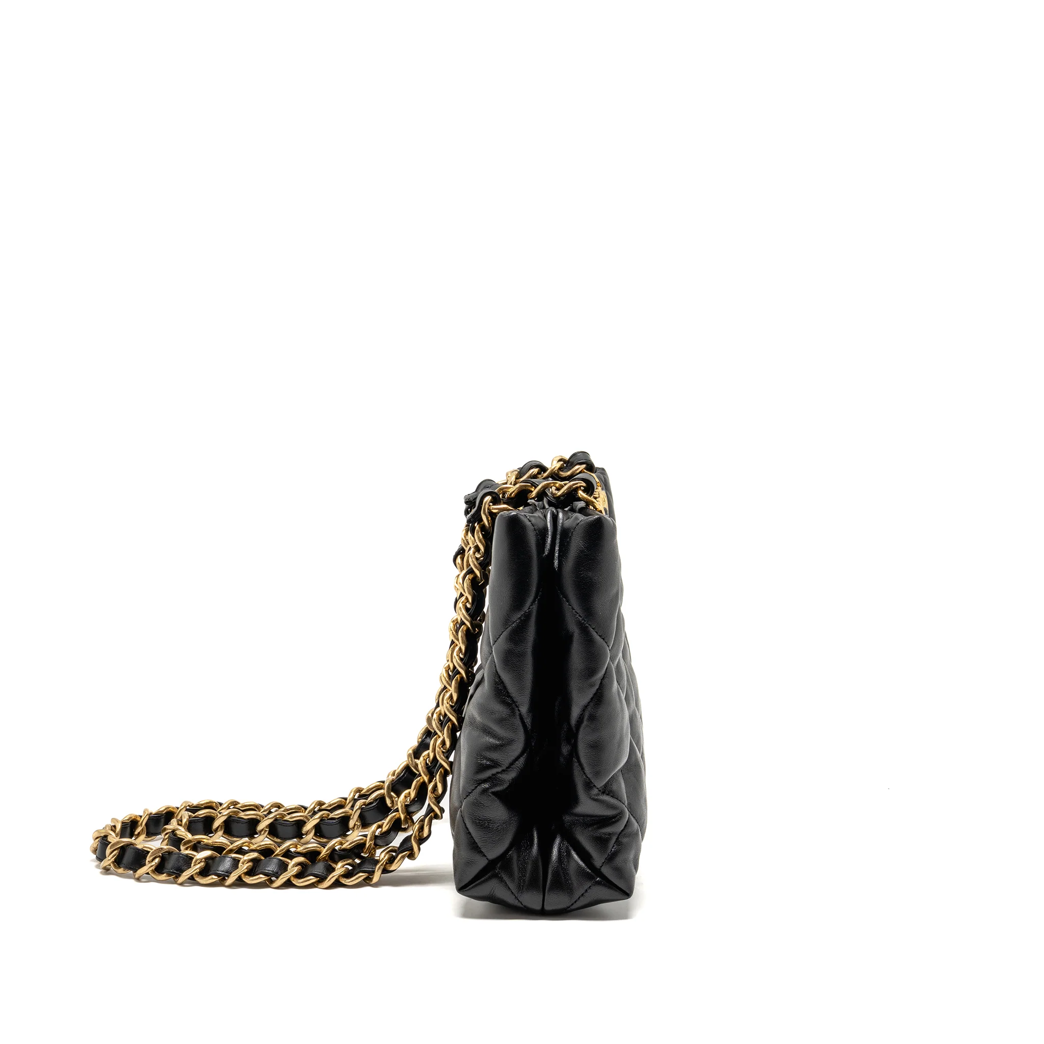 Chanel quilted double chain shopping tote bag lambskin black GHW (microchip) - Image 3