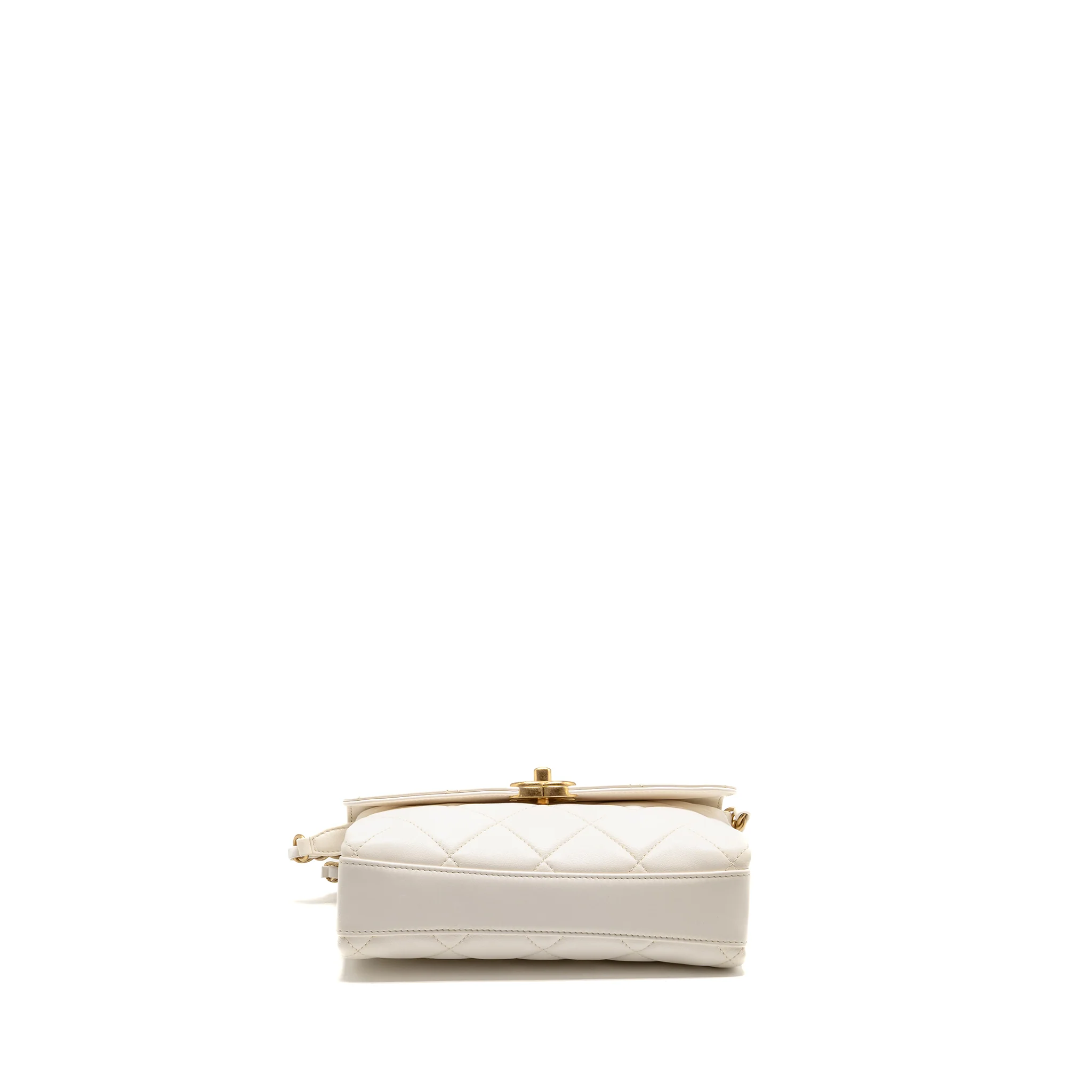 Chanel Quilted Flap Bag with Letter Chain Lambskin White GHW (Microchip) - Image 5