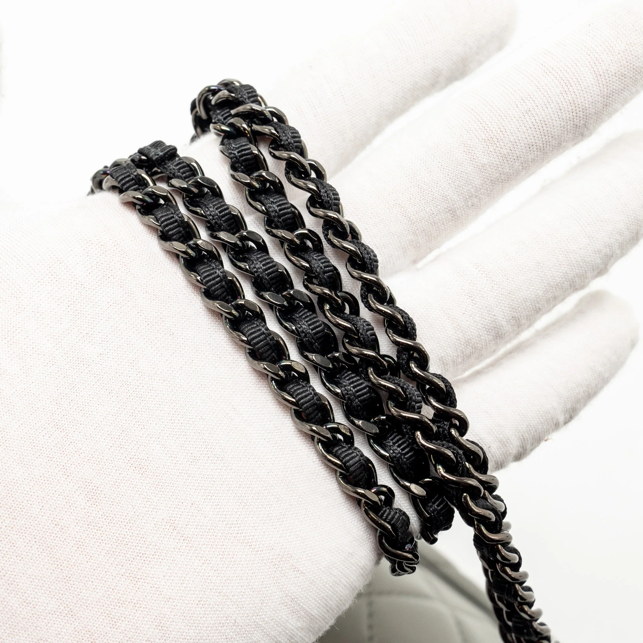 Chanel quilted flap with fabric edge lambskin grey/ black with black hardware - Image 19