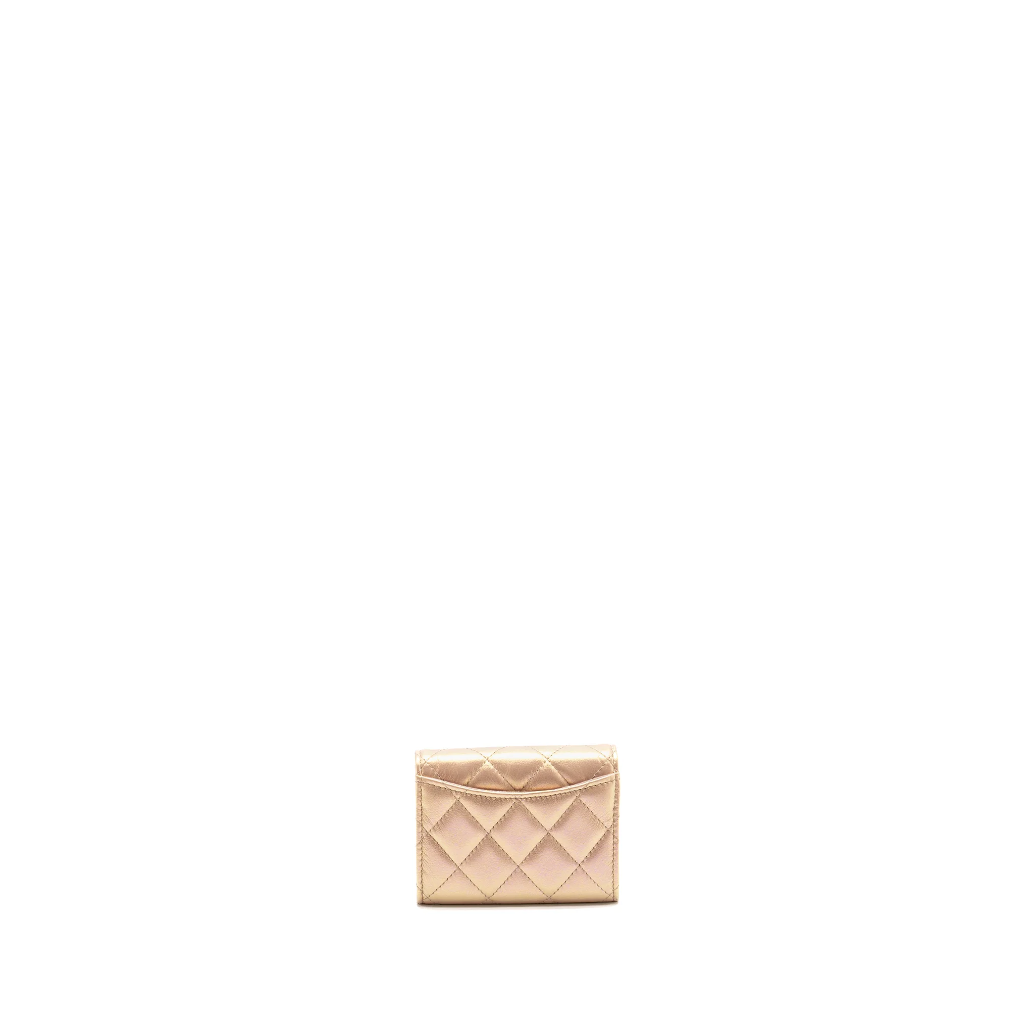 Chanel Quilted small classic flap wallet / card holder calfskin iridescent pink SHW - Image 2