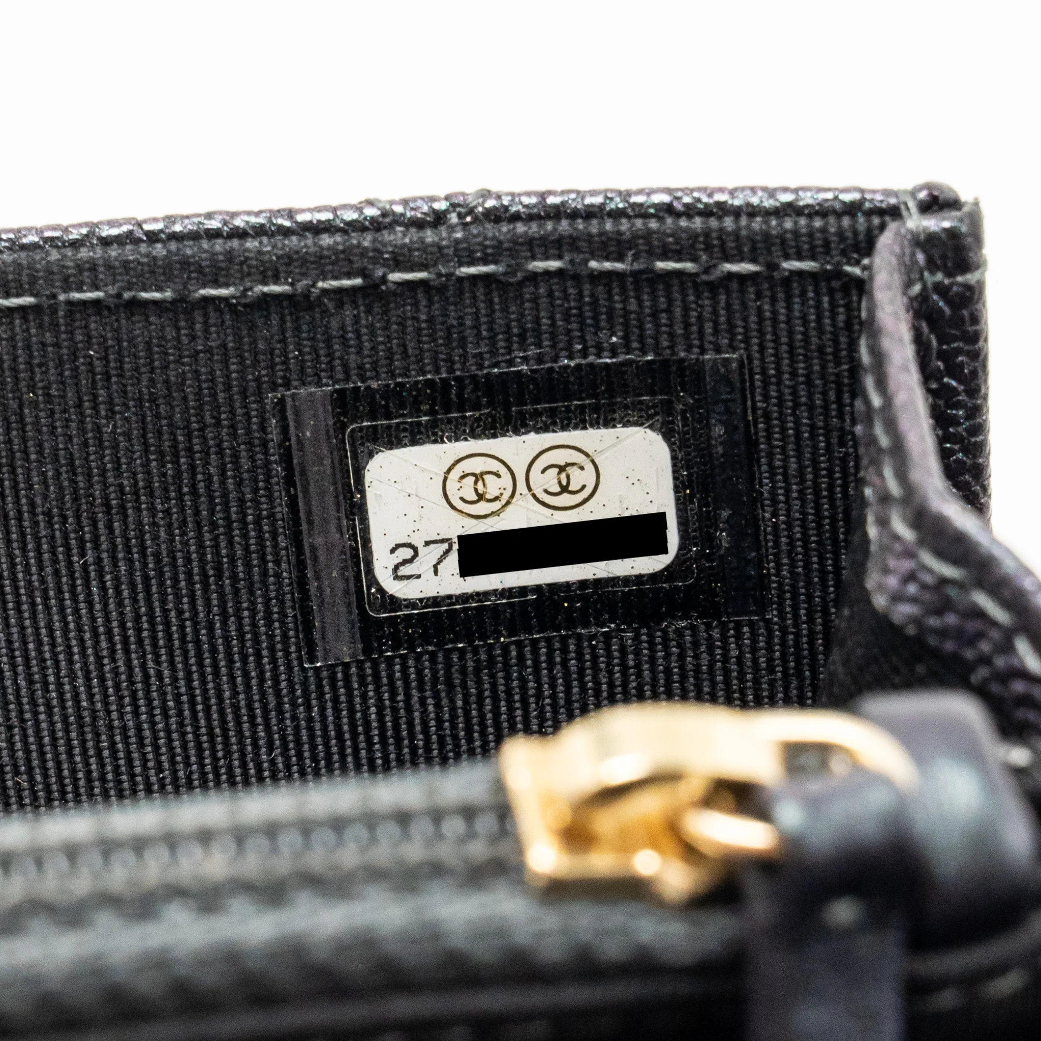 Chanel Quilted square wallet with Chain caviar iridescent black LGHW - Image 18