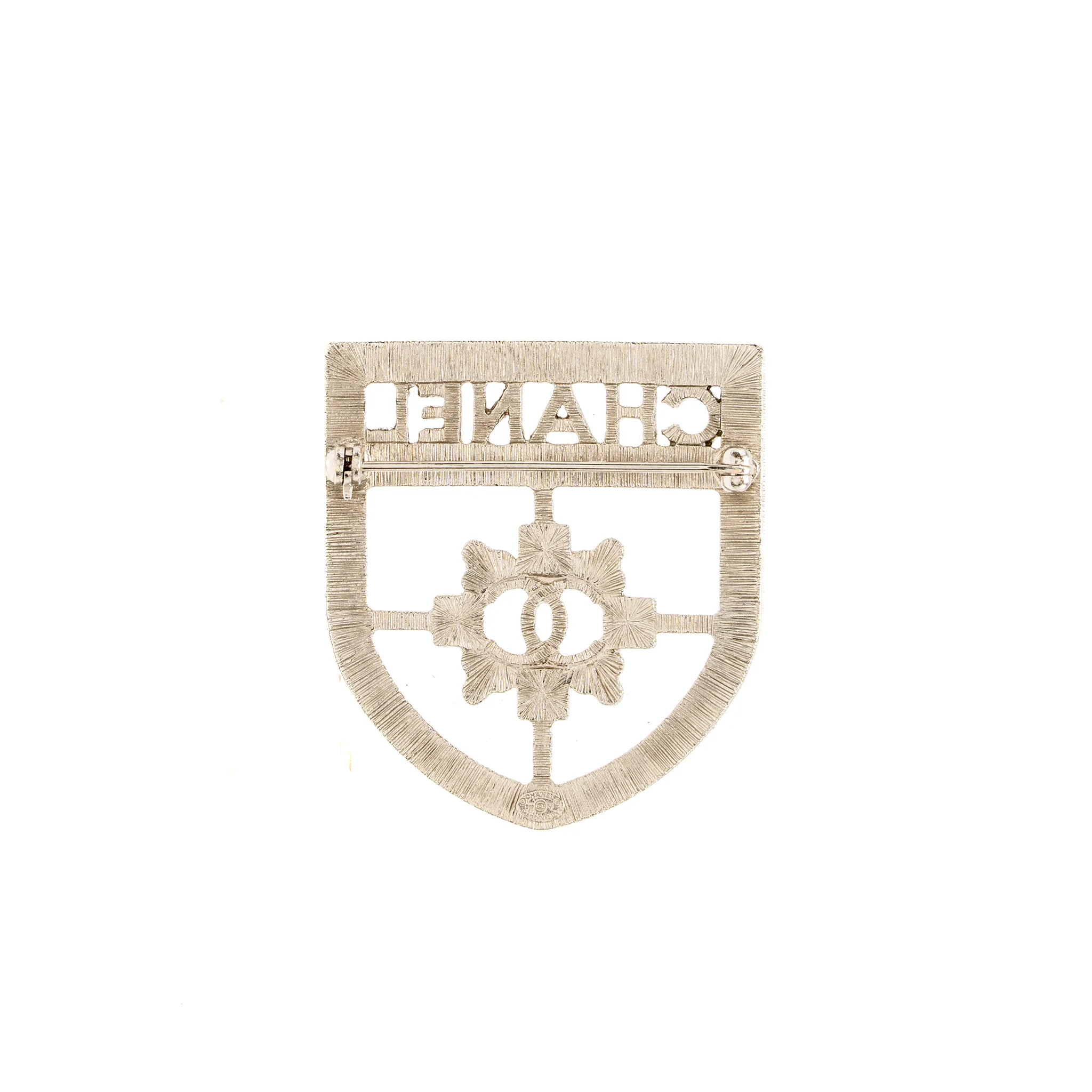 Chanel Shield Brooch Crystal silver Tone - Image 2