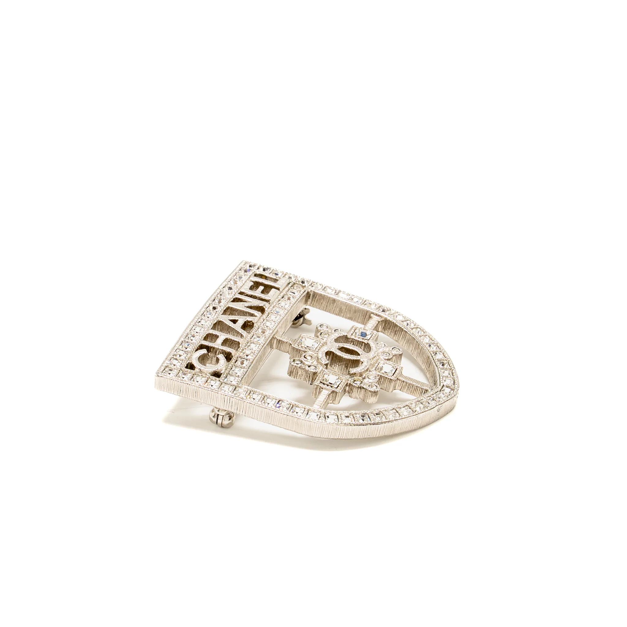 Chanel Shield Brooch Crystal silver Tone - Image 3