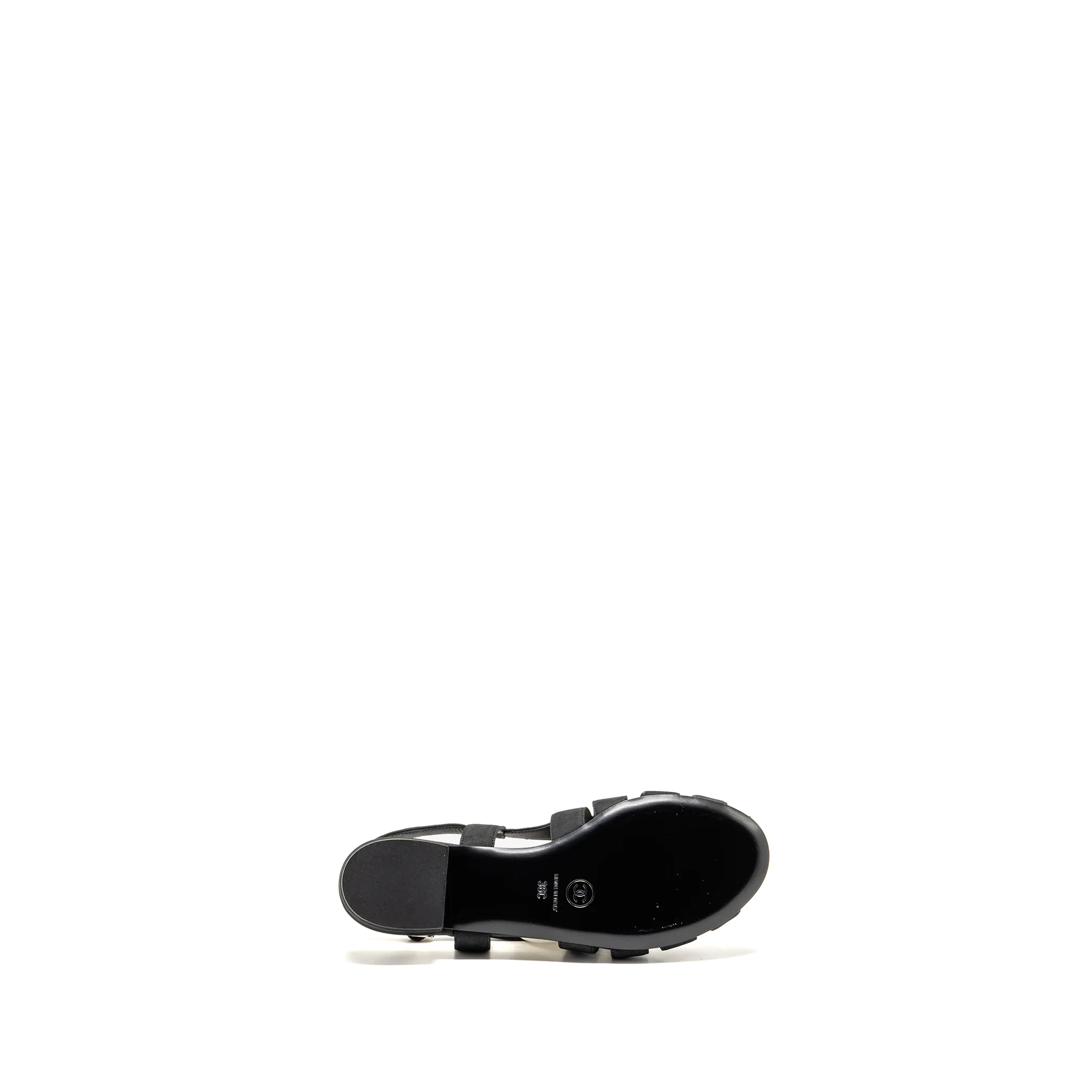 Chanel Size 36 Pearl Embellished Leather Slingback Sandals Black SHW - Image 7