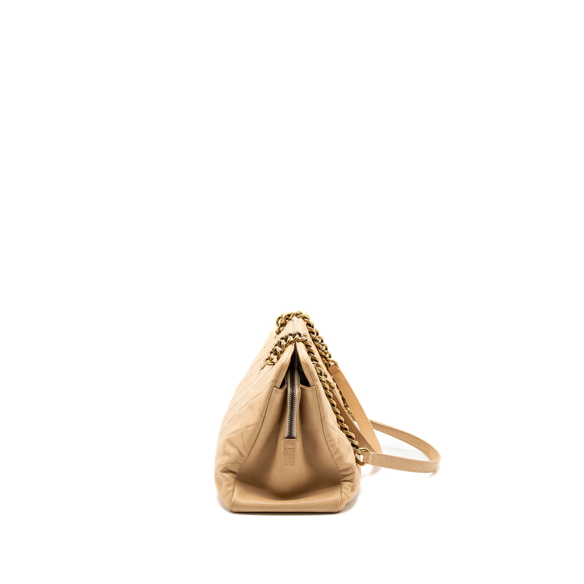 Chanel Shopping Tote Calfskin Beige GHW - Image 3