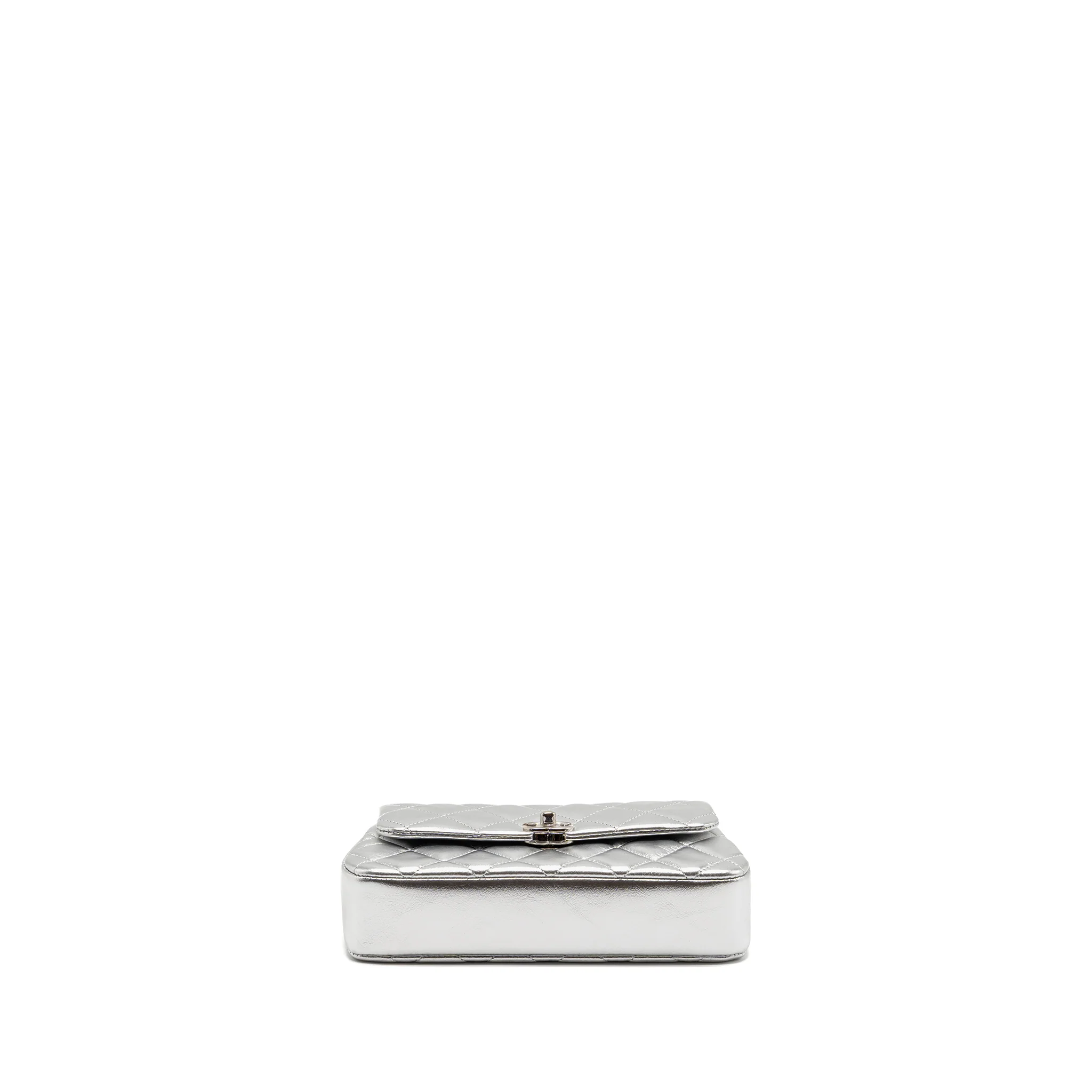 Chanel 25s O-phone Holder with Chain Calfskin Silver SHW(microchip) - Image 5