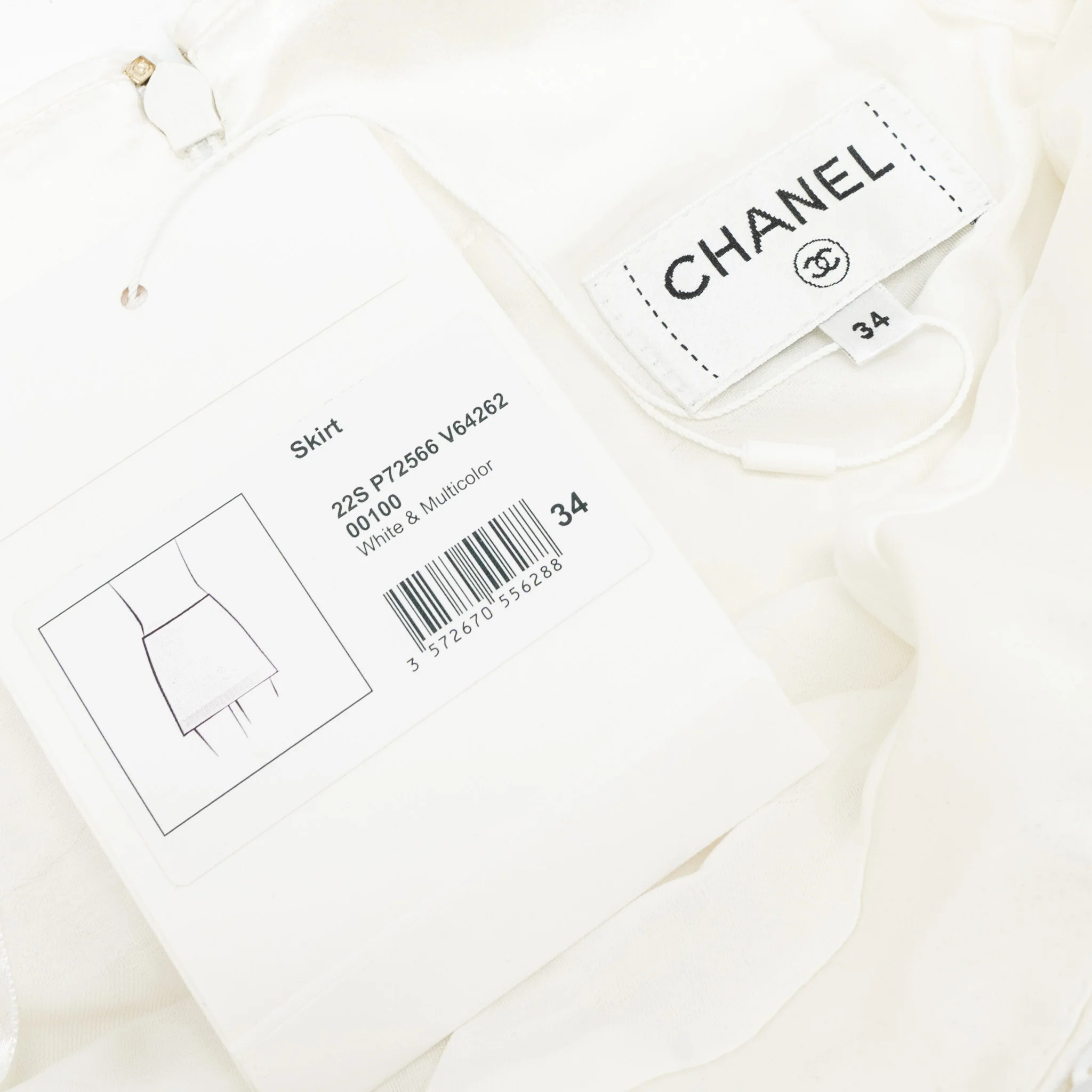 Chanel Size 34 22S Sequins Jacket and Skirt Suit Cotton/Polyester White/Multicolour - Image 10