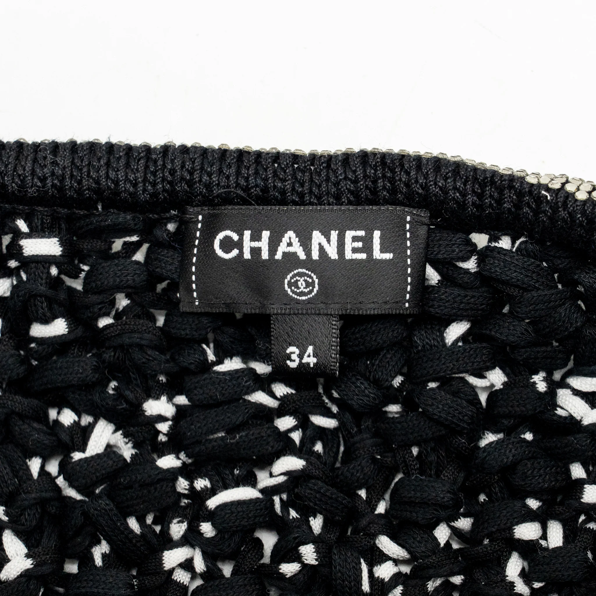Chanel Size 34 Crystal Detailed Tweed Jacket Cotton Black/White - Image 6