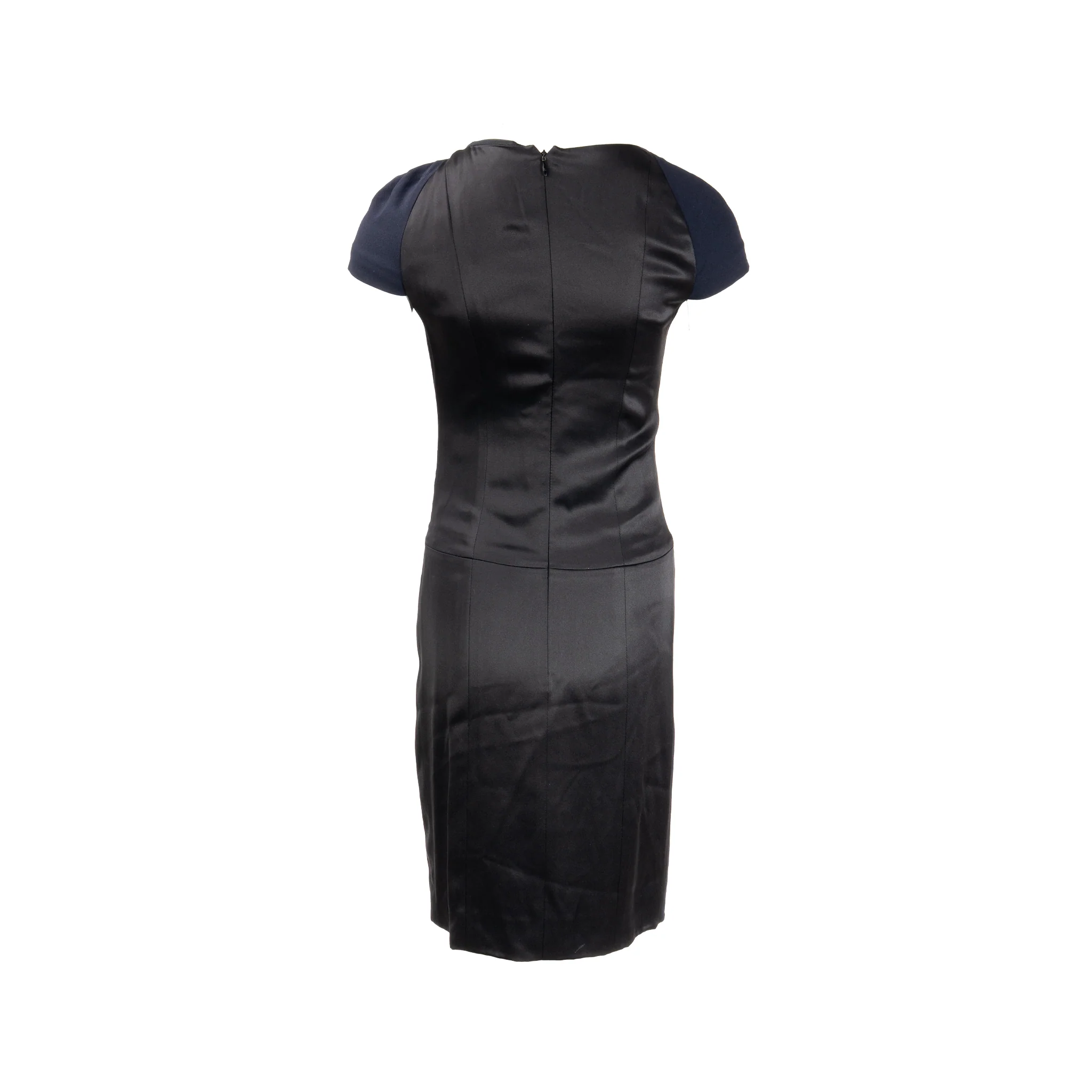 Chanel Size 34 Draped Satin Midi Dress Rayon / Wool Navy/Black - Image 2