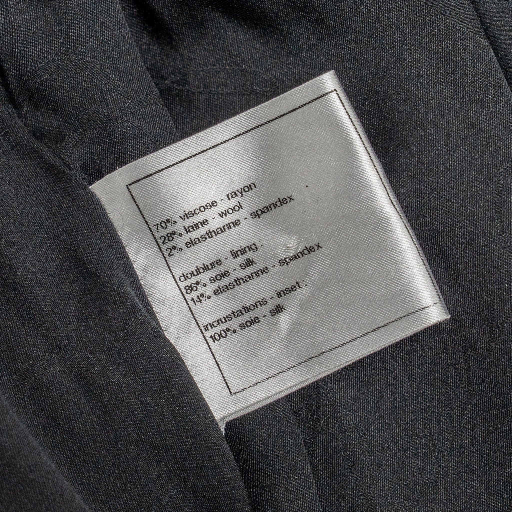Chanel Size 34 Draped Satin Midi Dress Rayon / Wool Navy/Black - Image 6