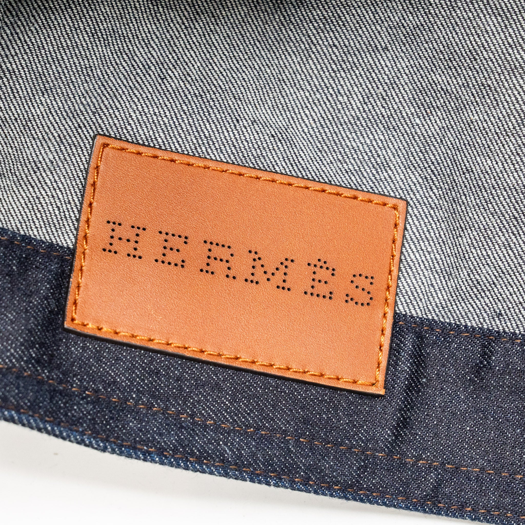 Hermes Size 50 Blouson Icones AU Carre Denim Jacket Cotton Indigo SHW - Image 6