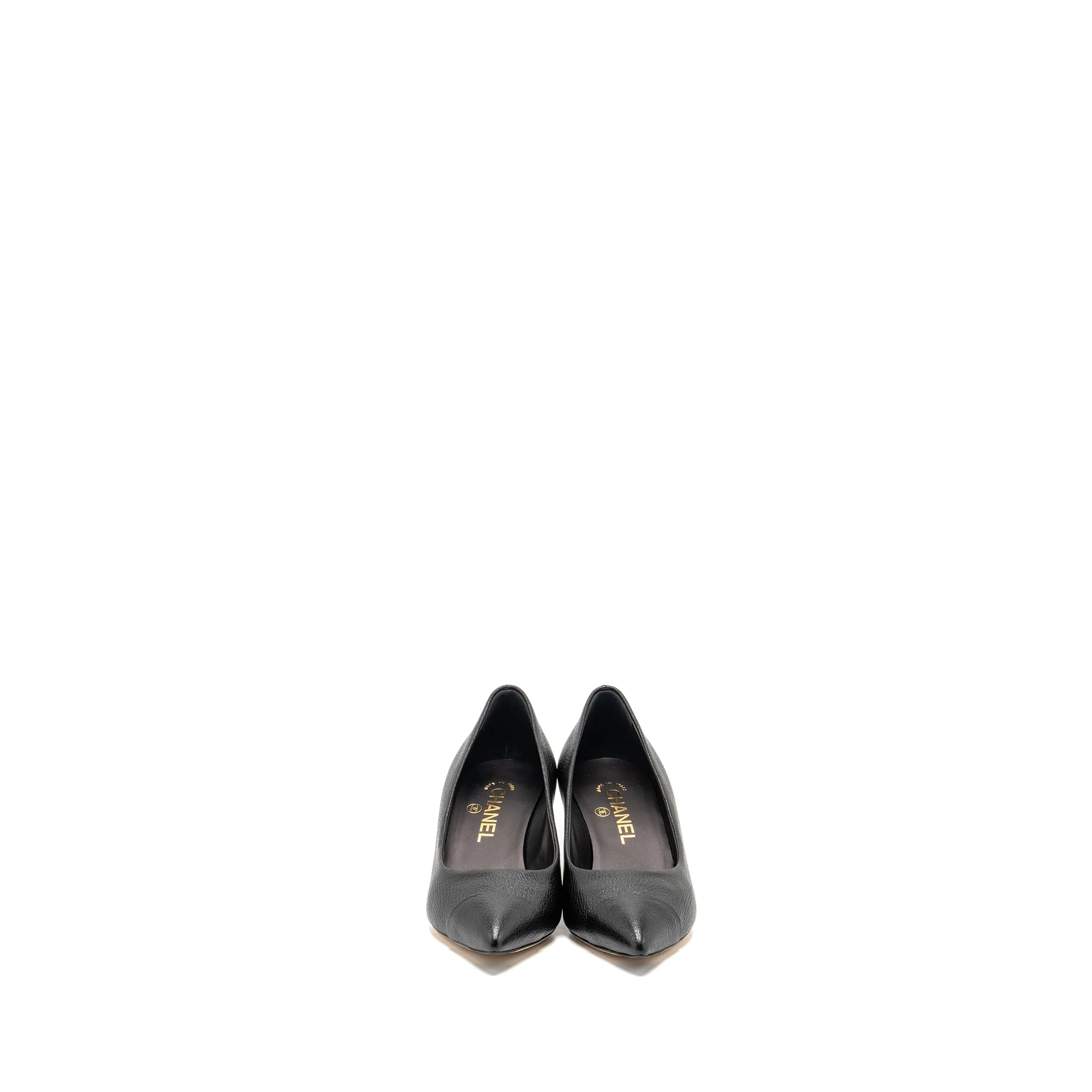 Chanel Size 36.5 Heels Leather Black - Image 2