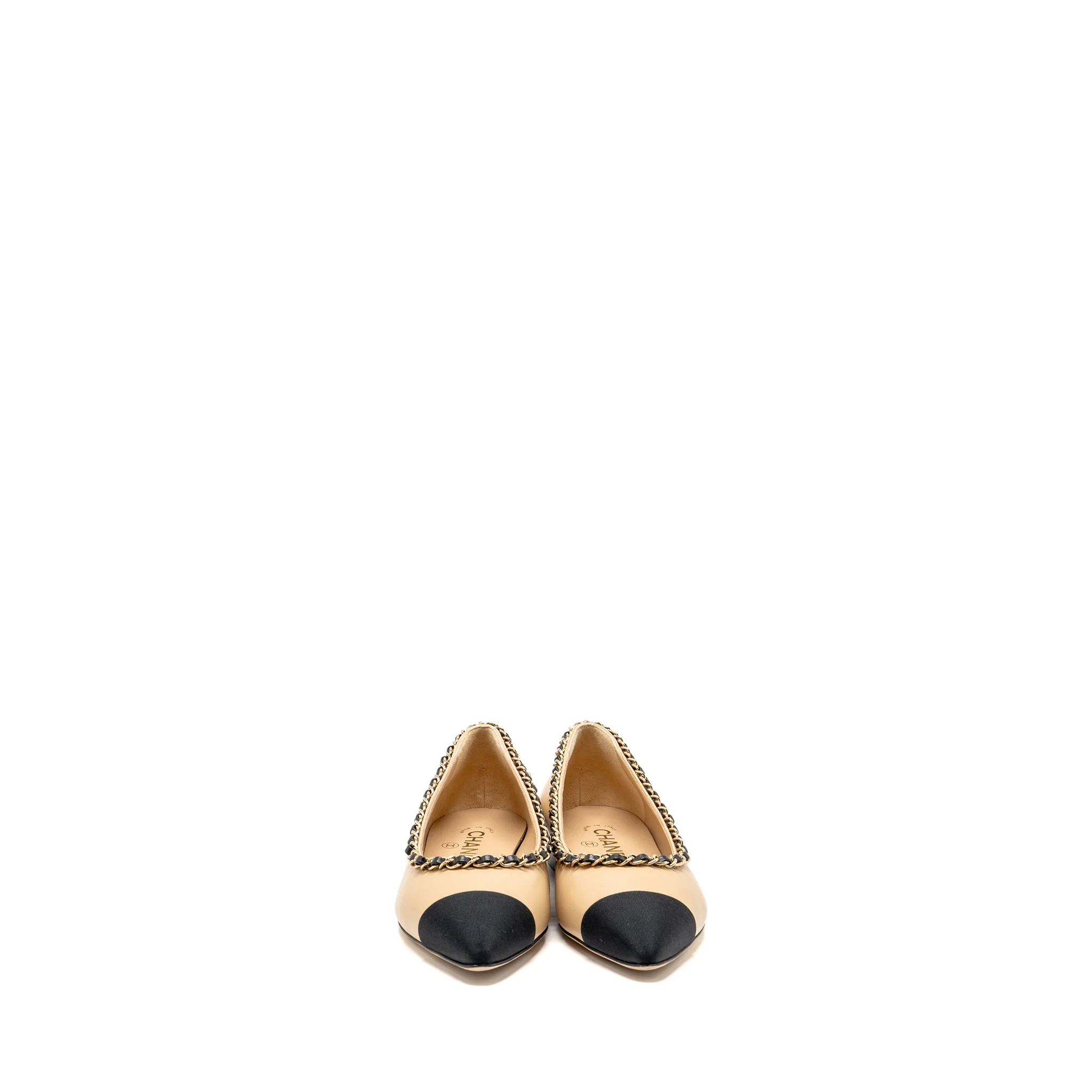 Chanel size 36 chain cap flats beige / black - Image 2