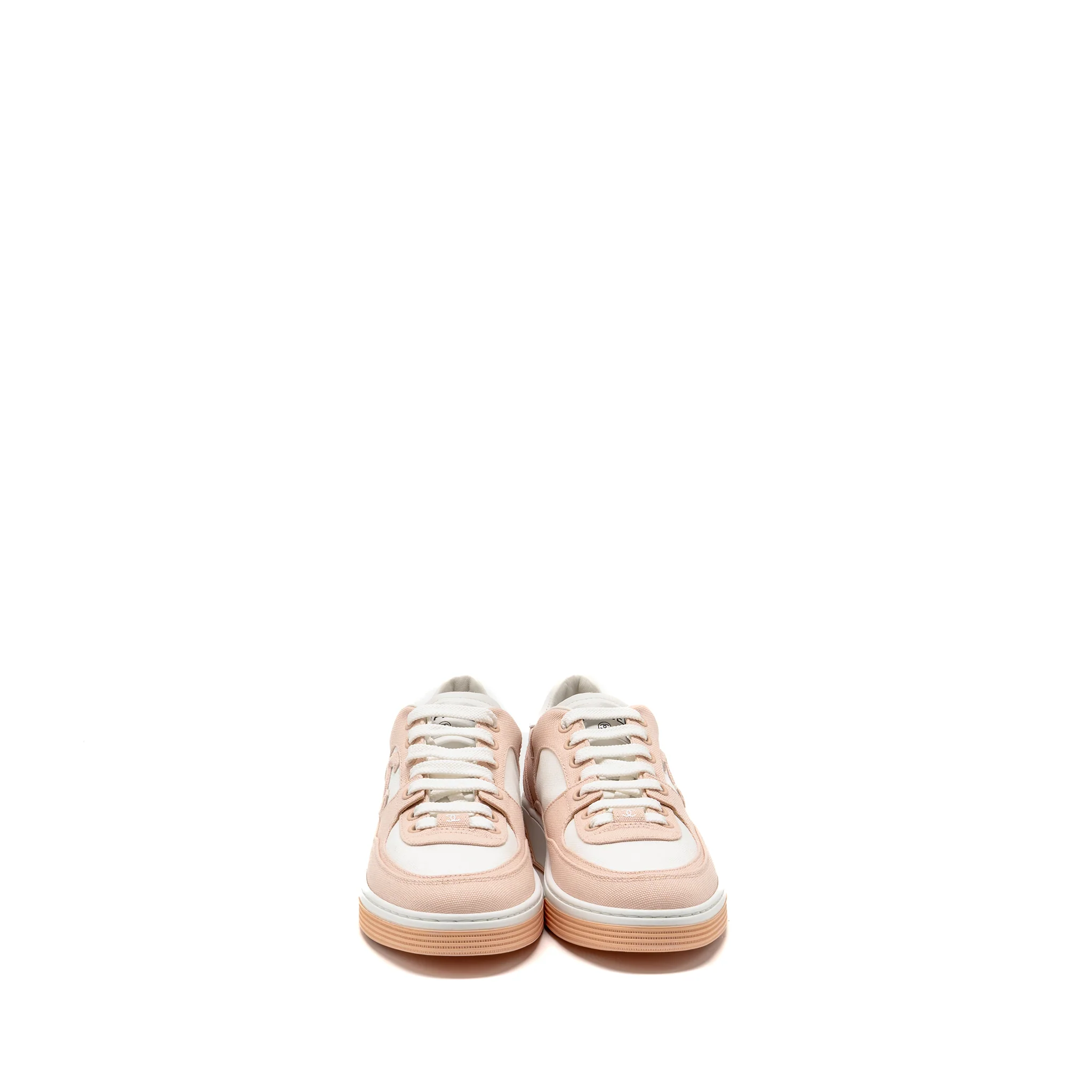 Chanel Size 37.5 CC Logo Sneakers Cotton Light Pink/White - Image 3