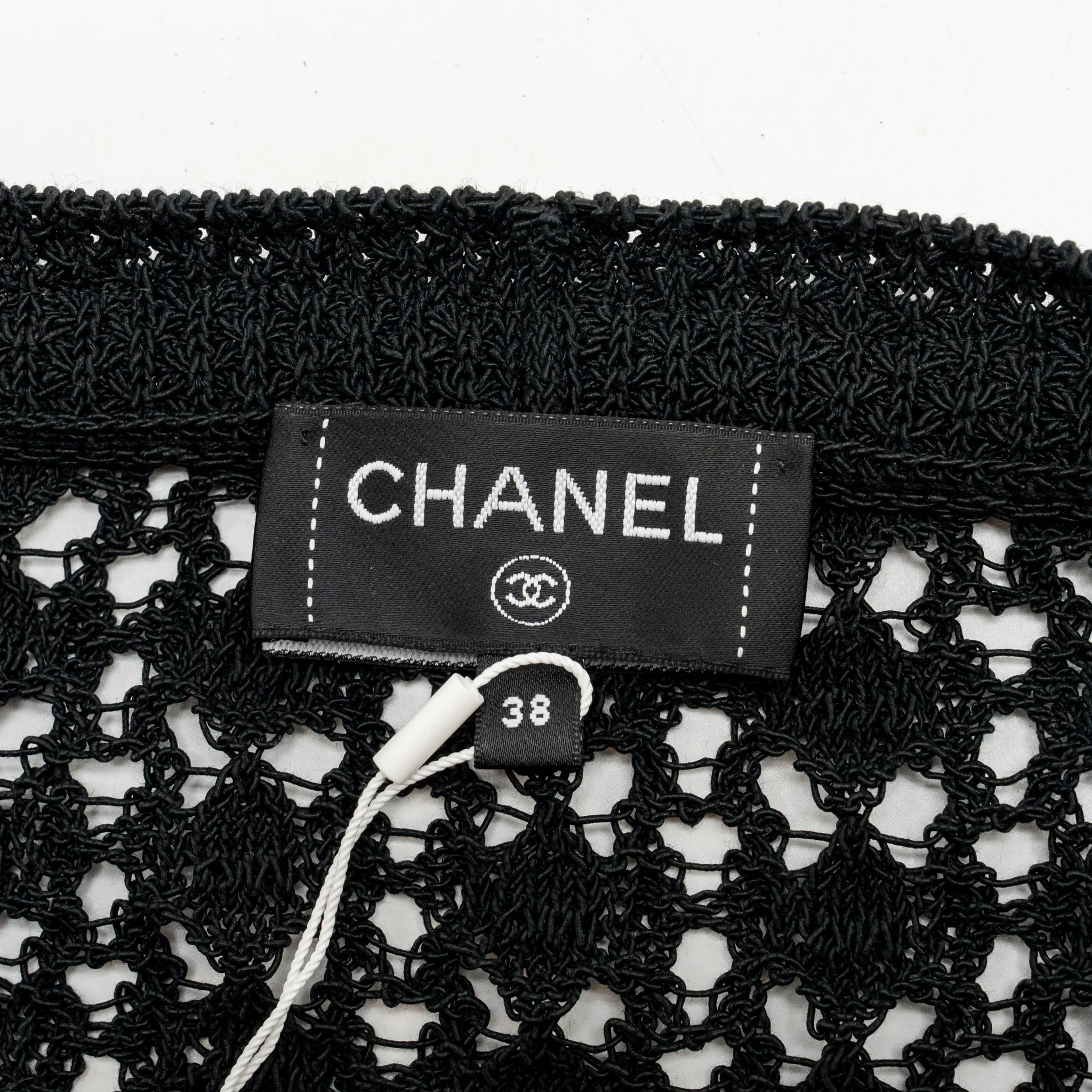 Chanel Size 38 Crochet Knit Cardigan Cotton/Polyamide Black - Image 6