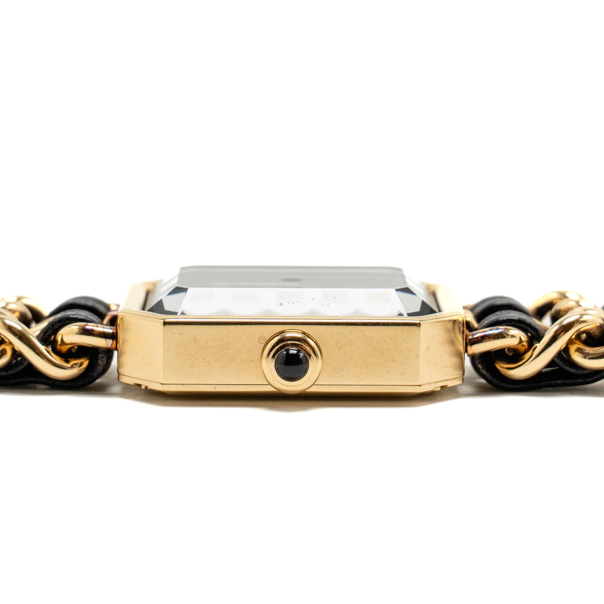 Chanel size M Premiere edition originals watch steel coated with yellow gold , black leather, black-lacquered dial - Image 3