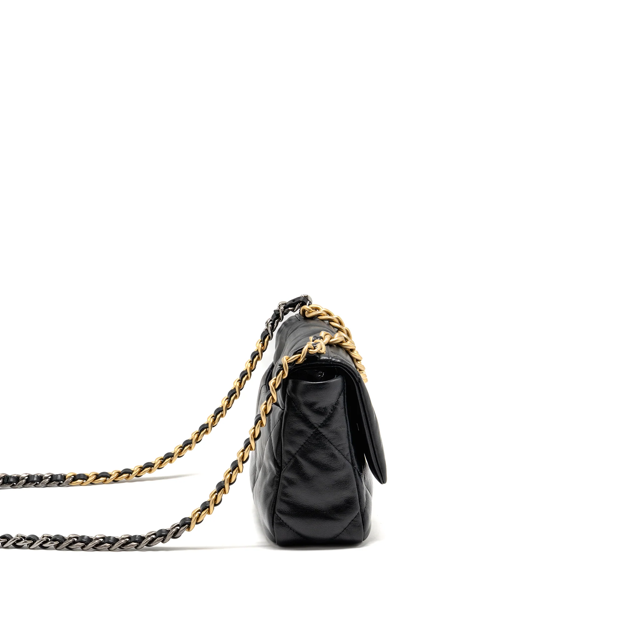 Chanel Small 19 Bag Goatskin Black Multicolour Hardware - Image 3
