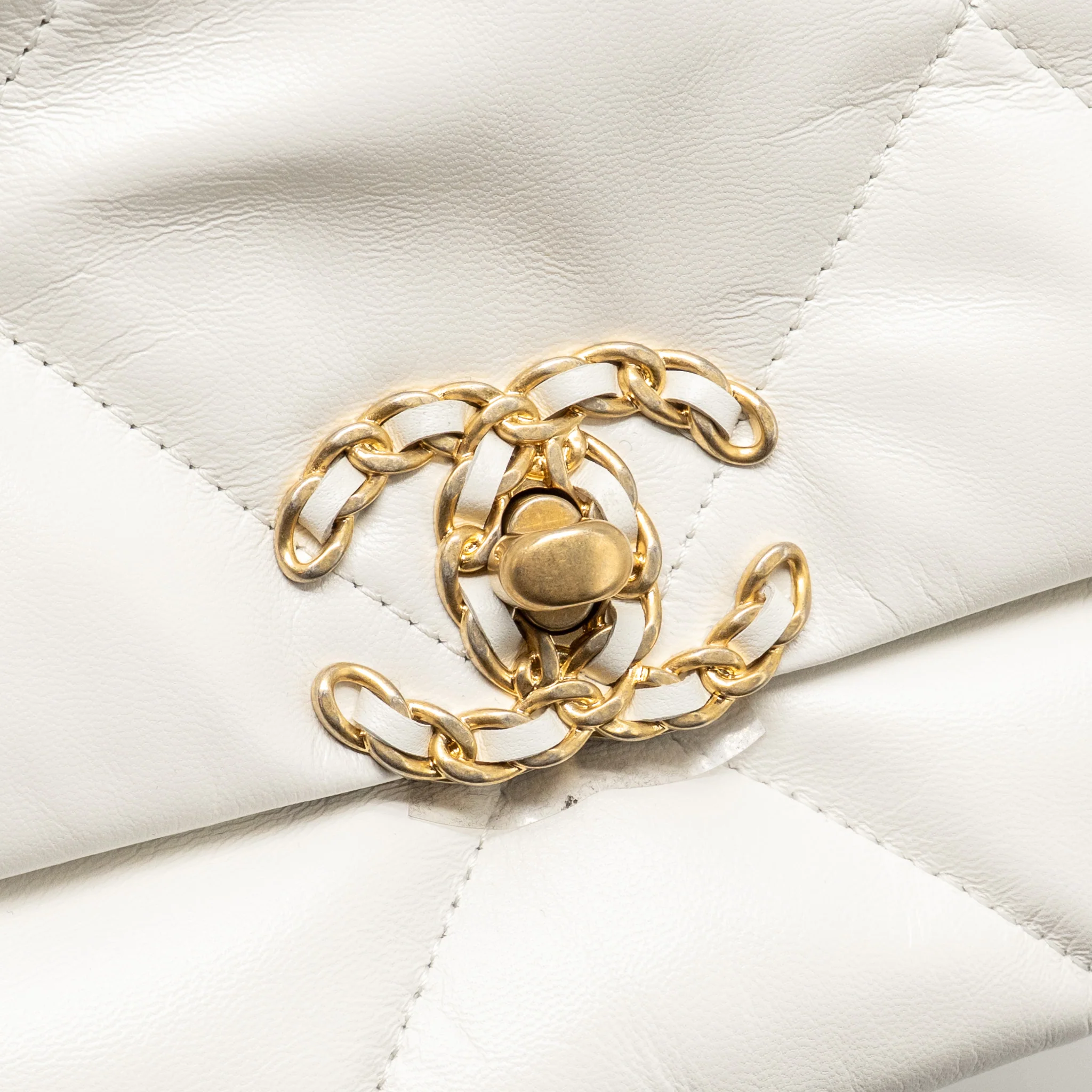 Chanel Small 19 Bag Lambskin White Multicolour Hardware - Image 13