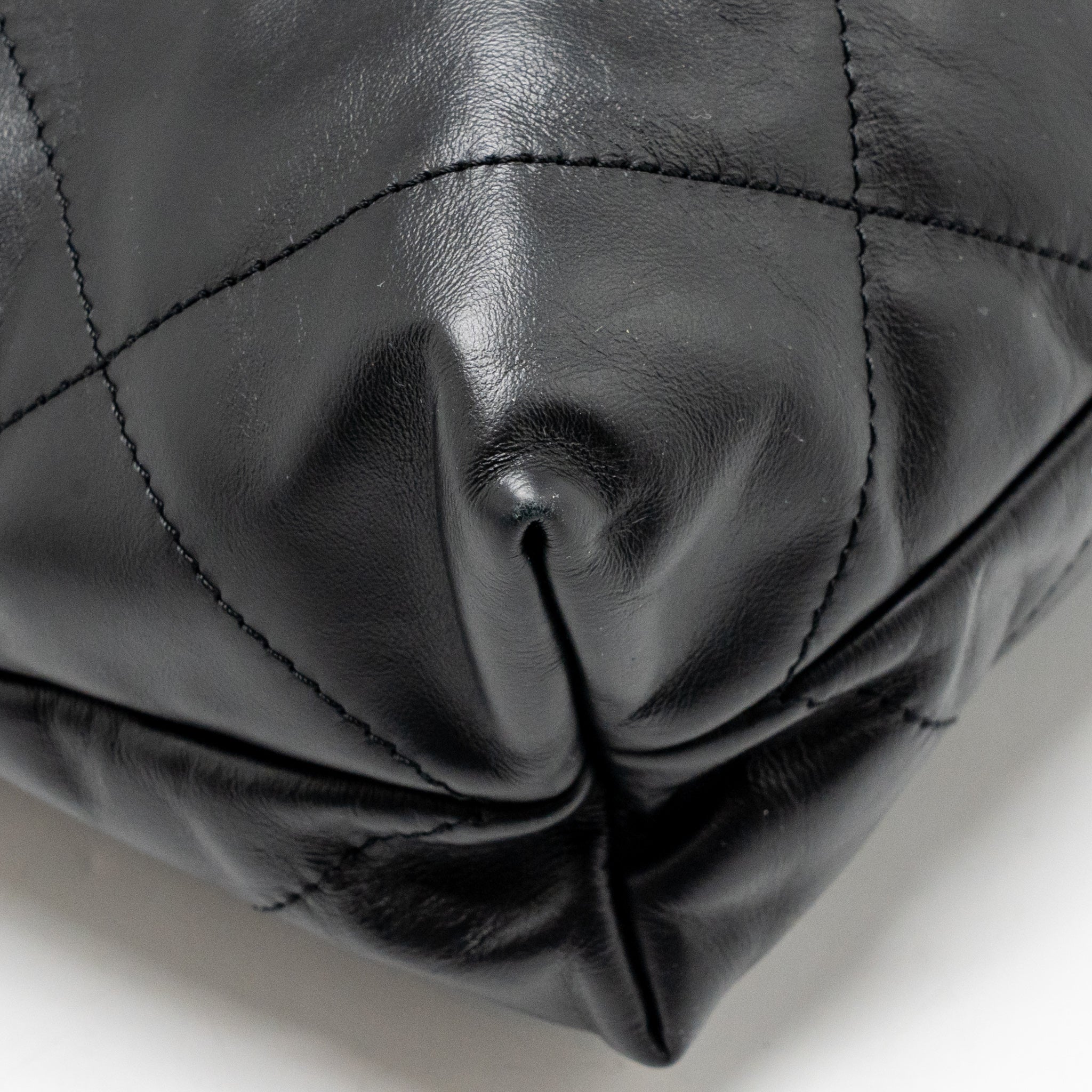 Chanel Small 22 Bag with White Letter Logo Calfskin Black GHW (Microchip) - Image 12