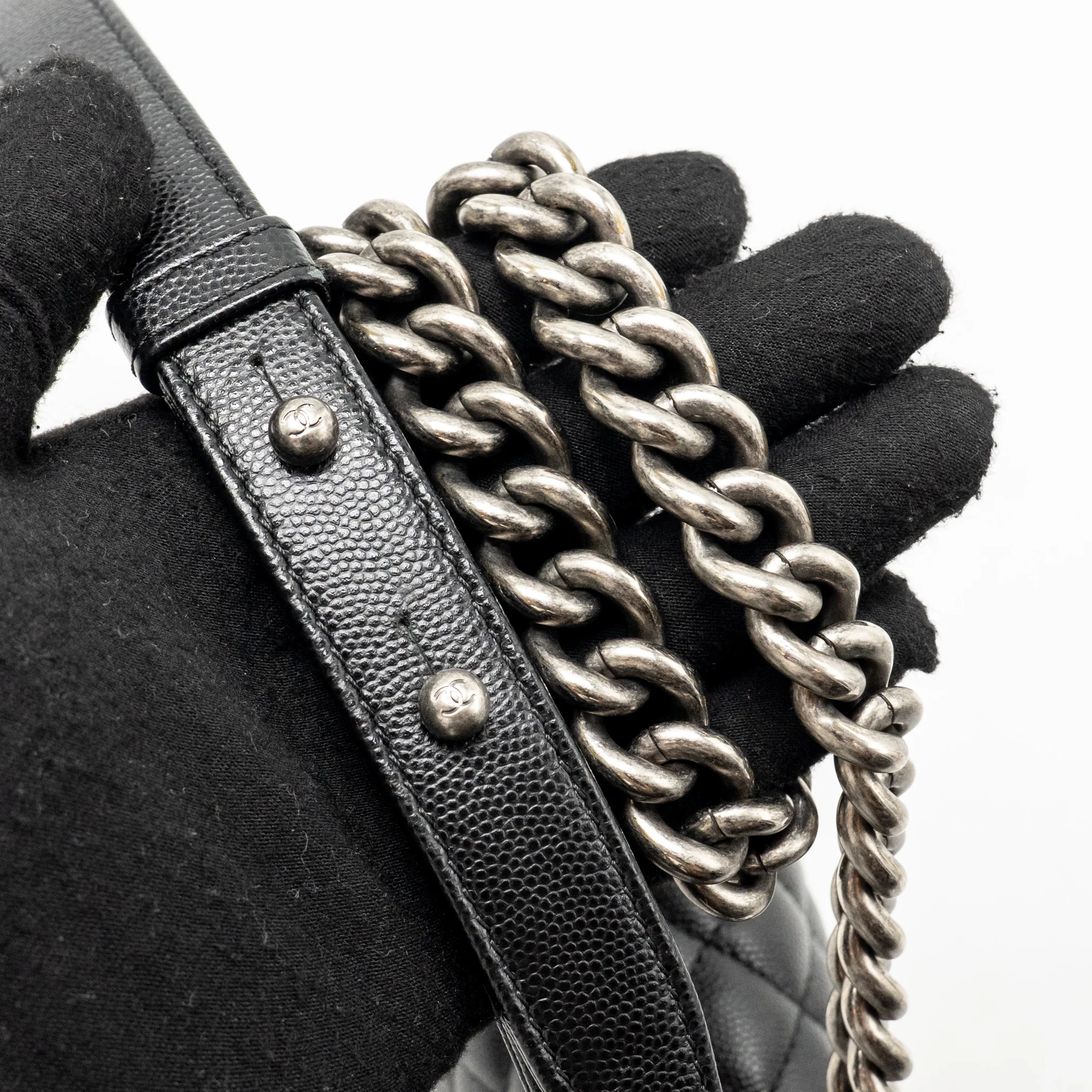 Chanel Small Boy Bag Caviar Black Ruthenium Hardware - Image 20