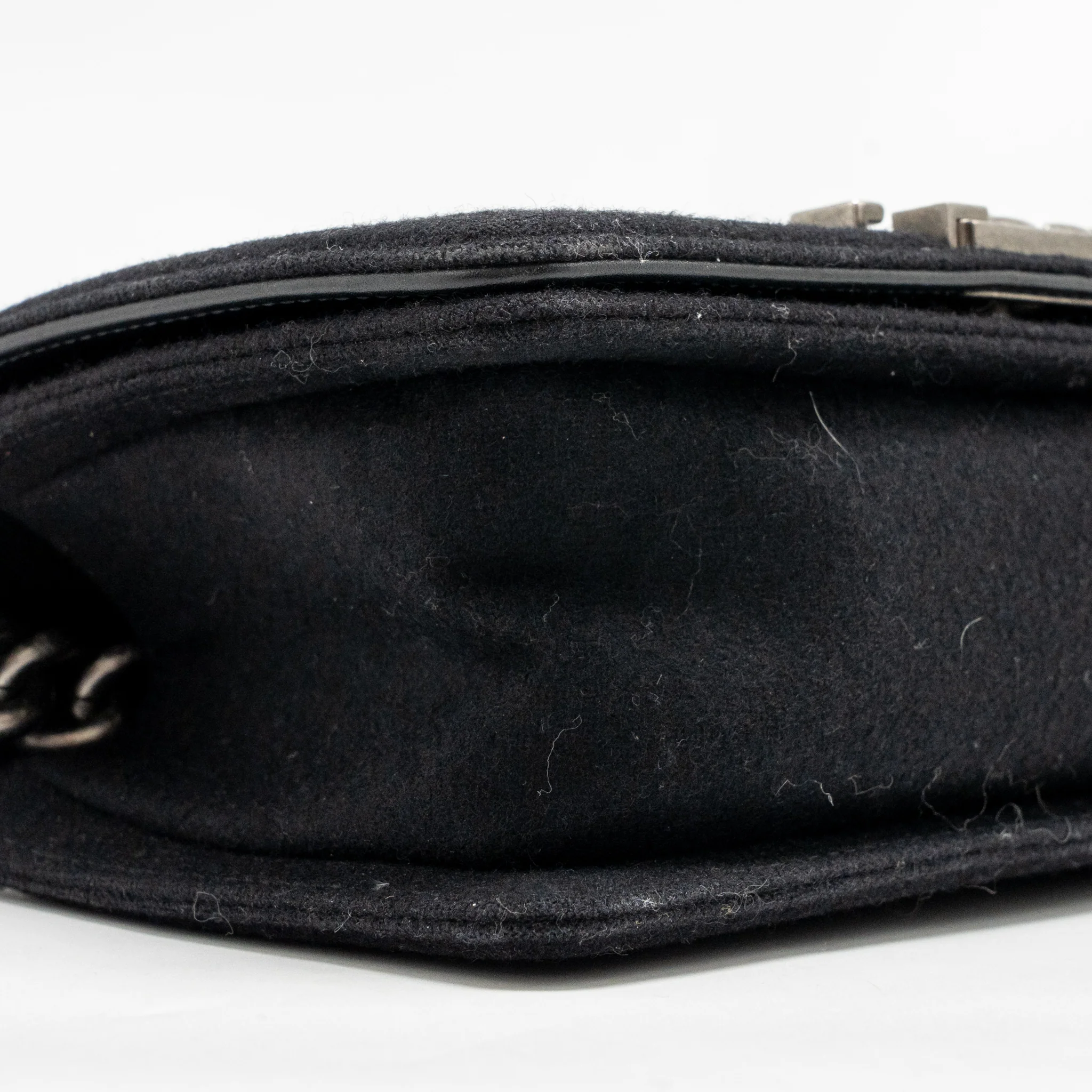 Chanel small boy bag Jersey strass crystal wool felt black ruthenium SHW - Image 7