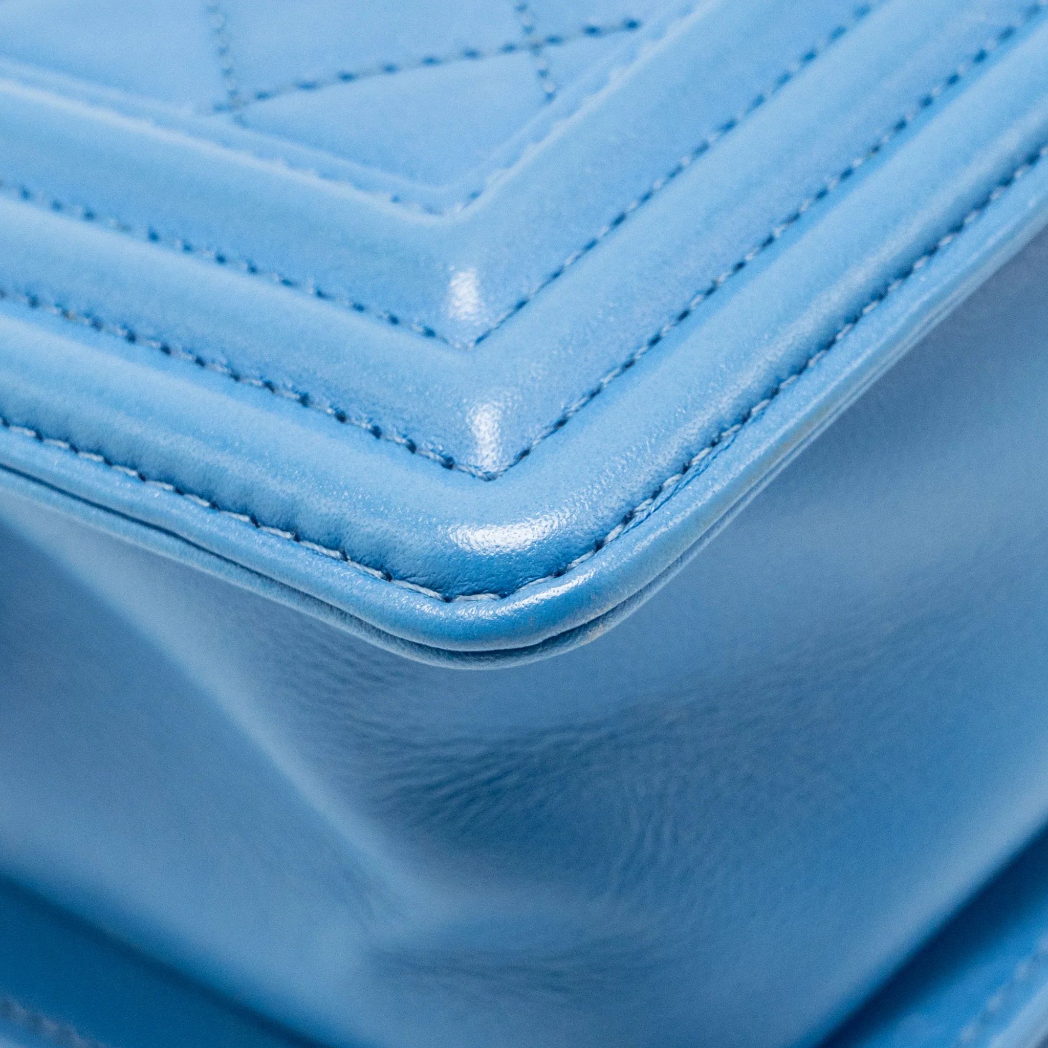 Chanel Small Boy Bag Calfskin Blue SHW - Image 11