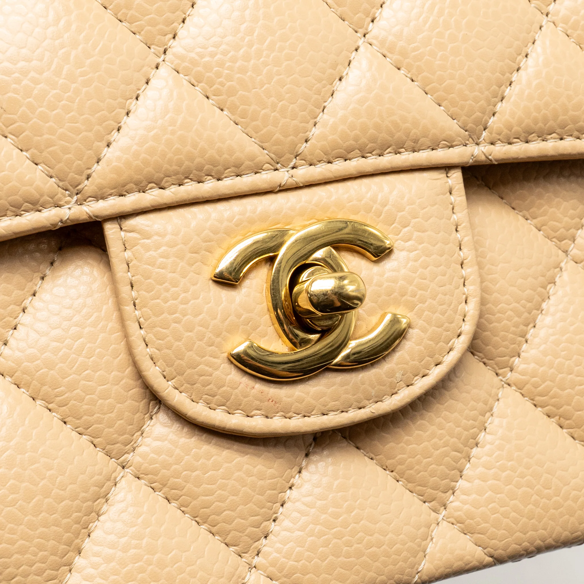 Chanel small classic double flap bag caviar beige GHW (microchip) - Image 13