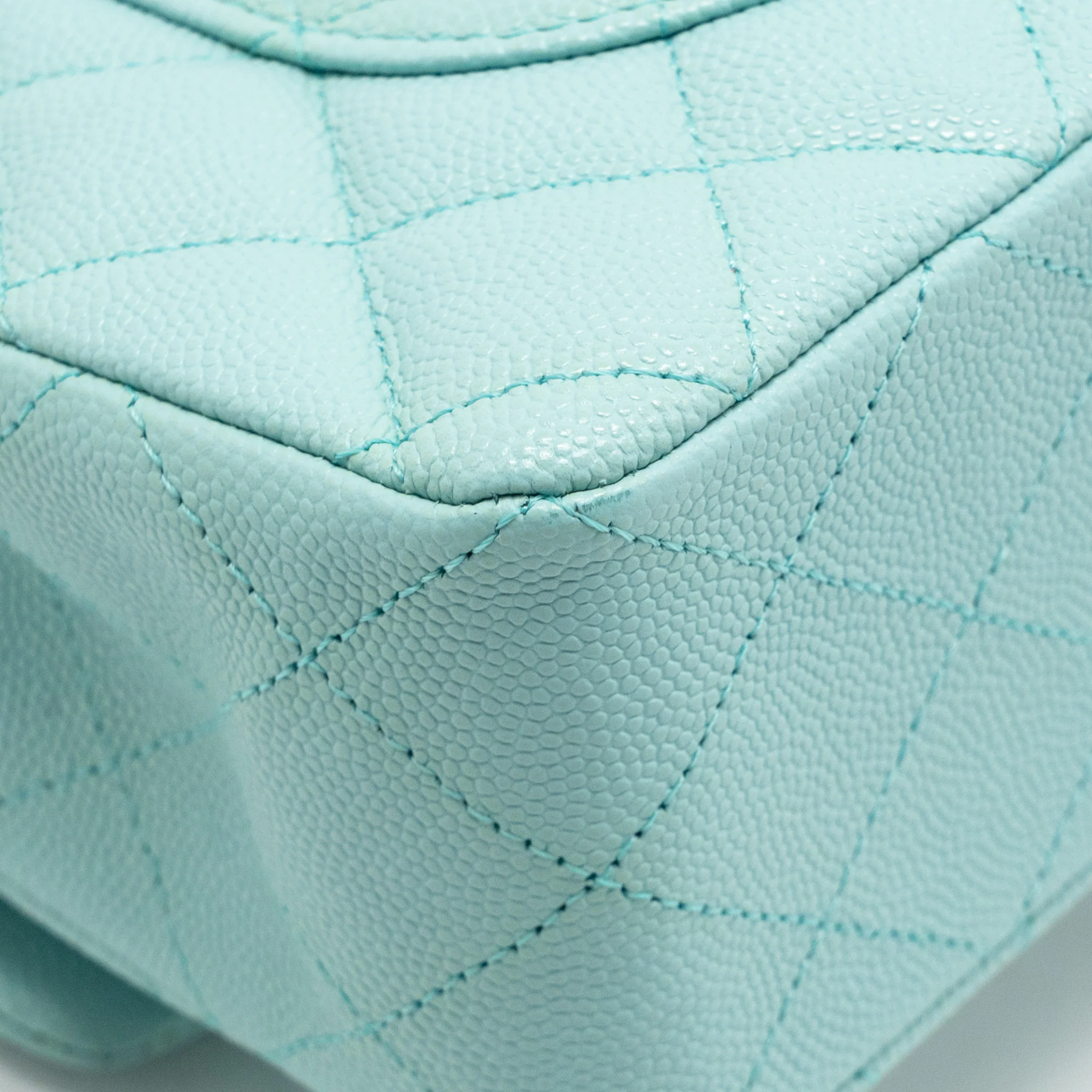 Chanel Small Classic Double Flap Bag Caviar Tiffany Blue LGHW - Image 11