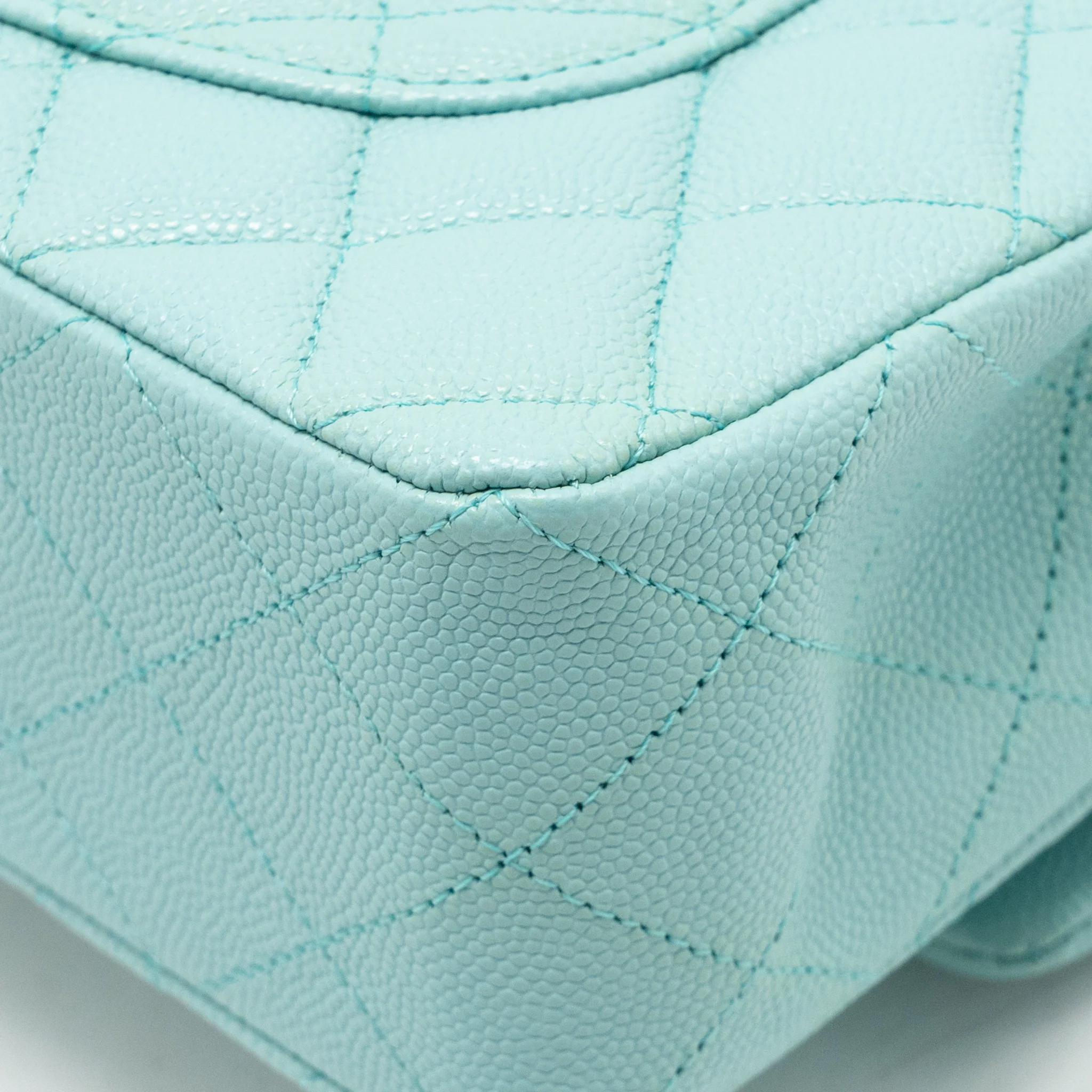 Chanel Small Classic Double Flap Bag Caviar Tiffany Blue LGHW - Image 12