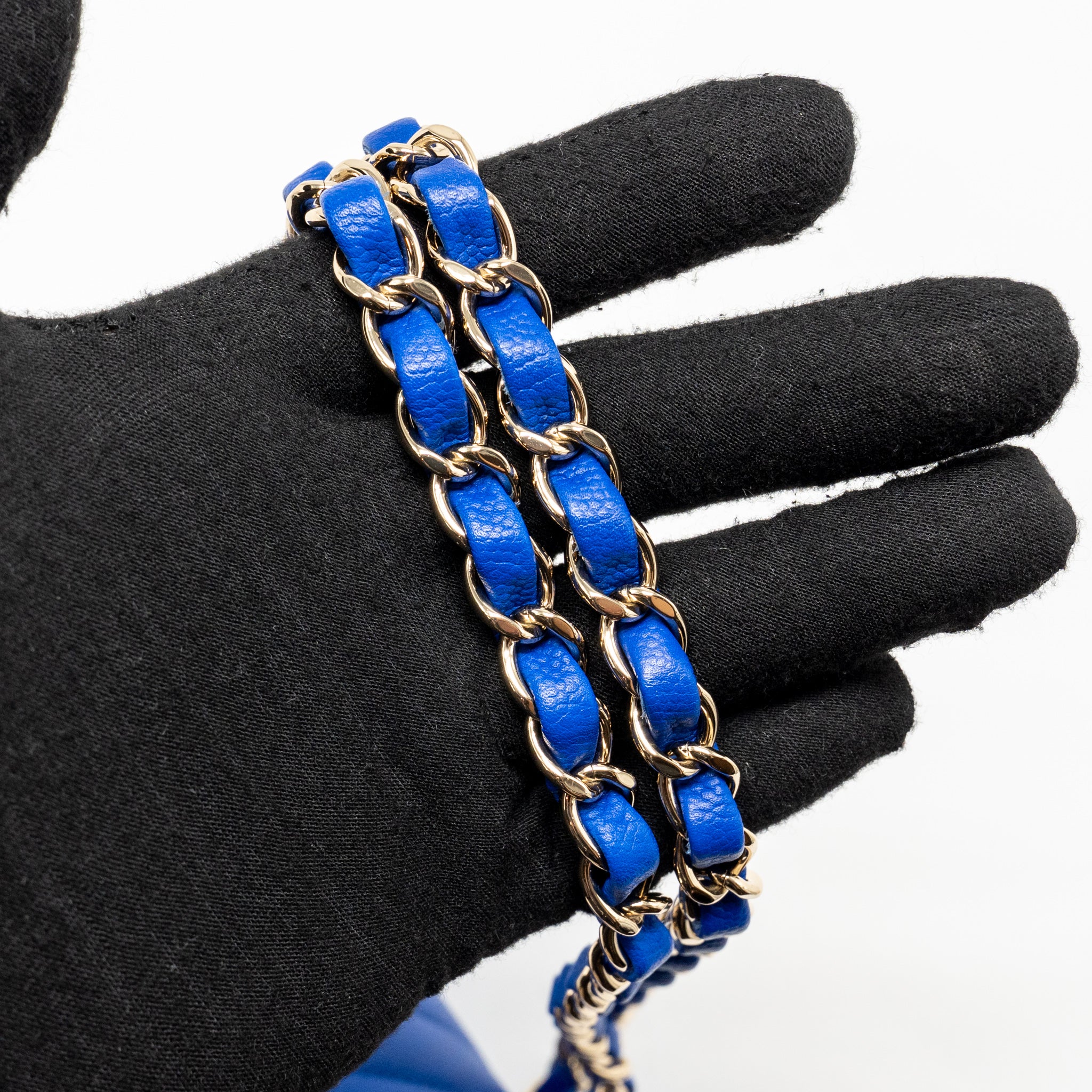 Chanel small classic double flap bag chevron caviar blue GHW - Image 20
