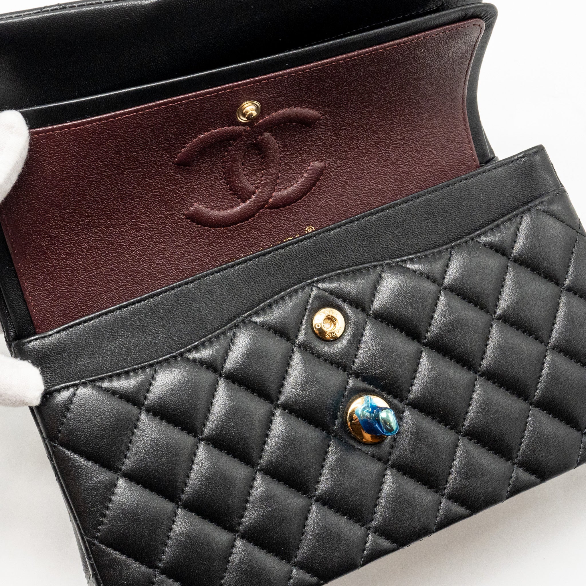 Chanel Small Classic Double Flap Bag Lambskin Black GHW(microchip) - Image 14