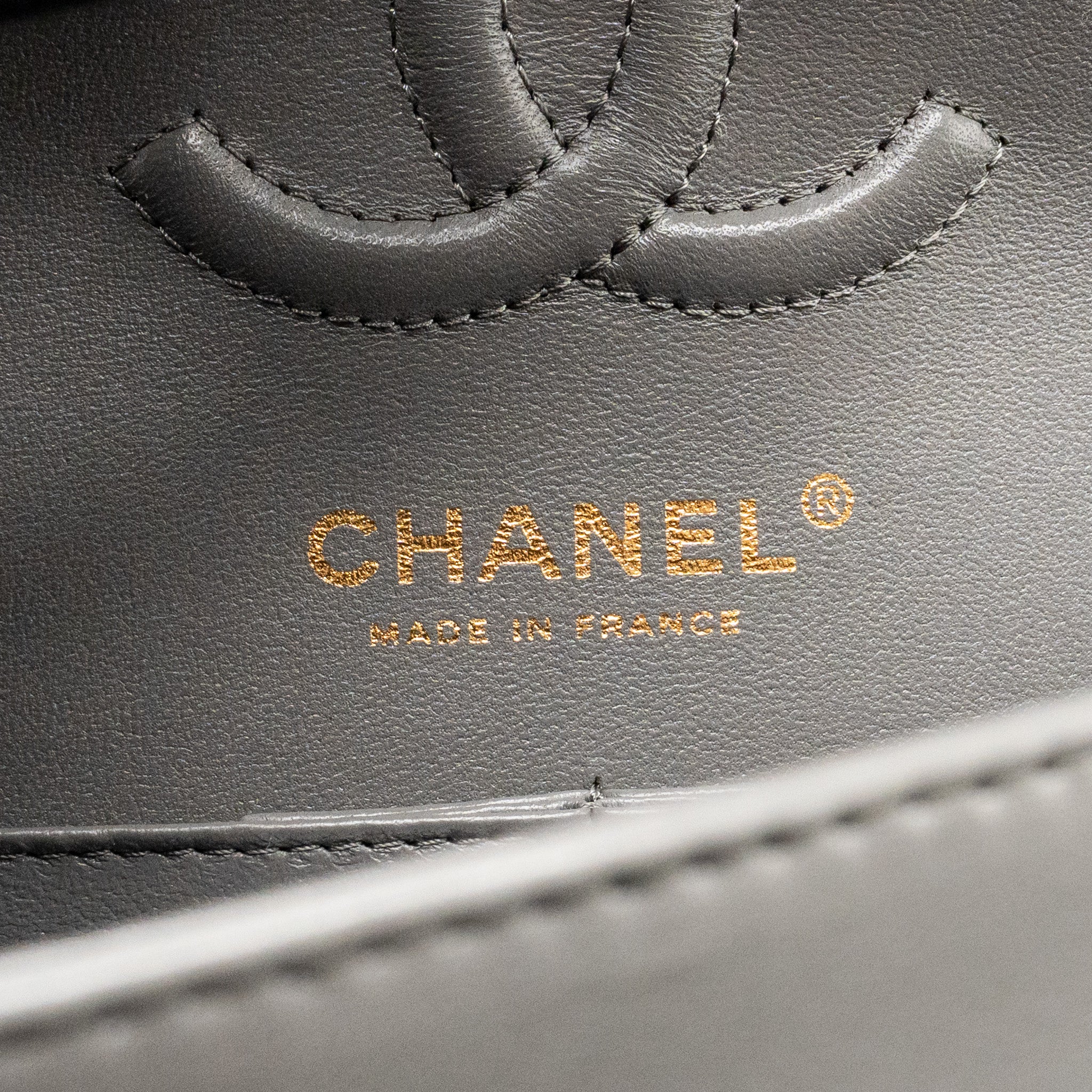 Chanel Small Classic Double Flap Bag Lambskin Grey LGHW (Microchip) - Image 16
