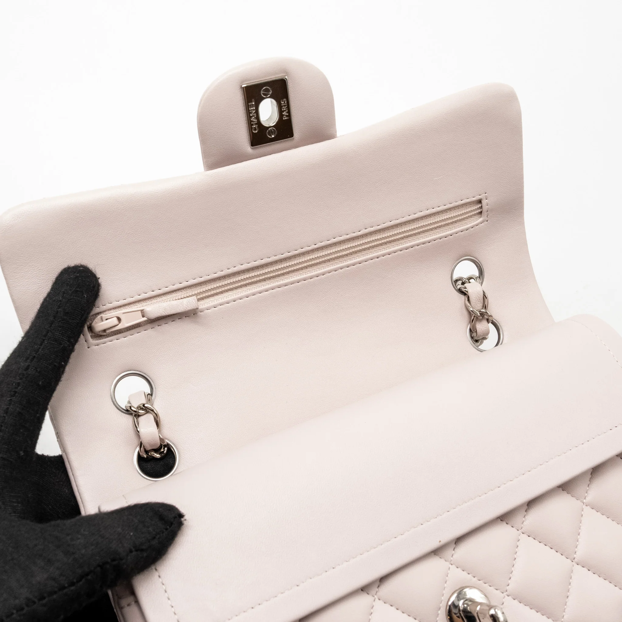 Chanel Small Classic Double Flap Bag Lambskin Light Purple SHW (Microchip) - Image 14